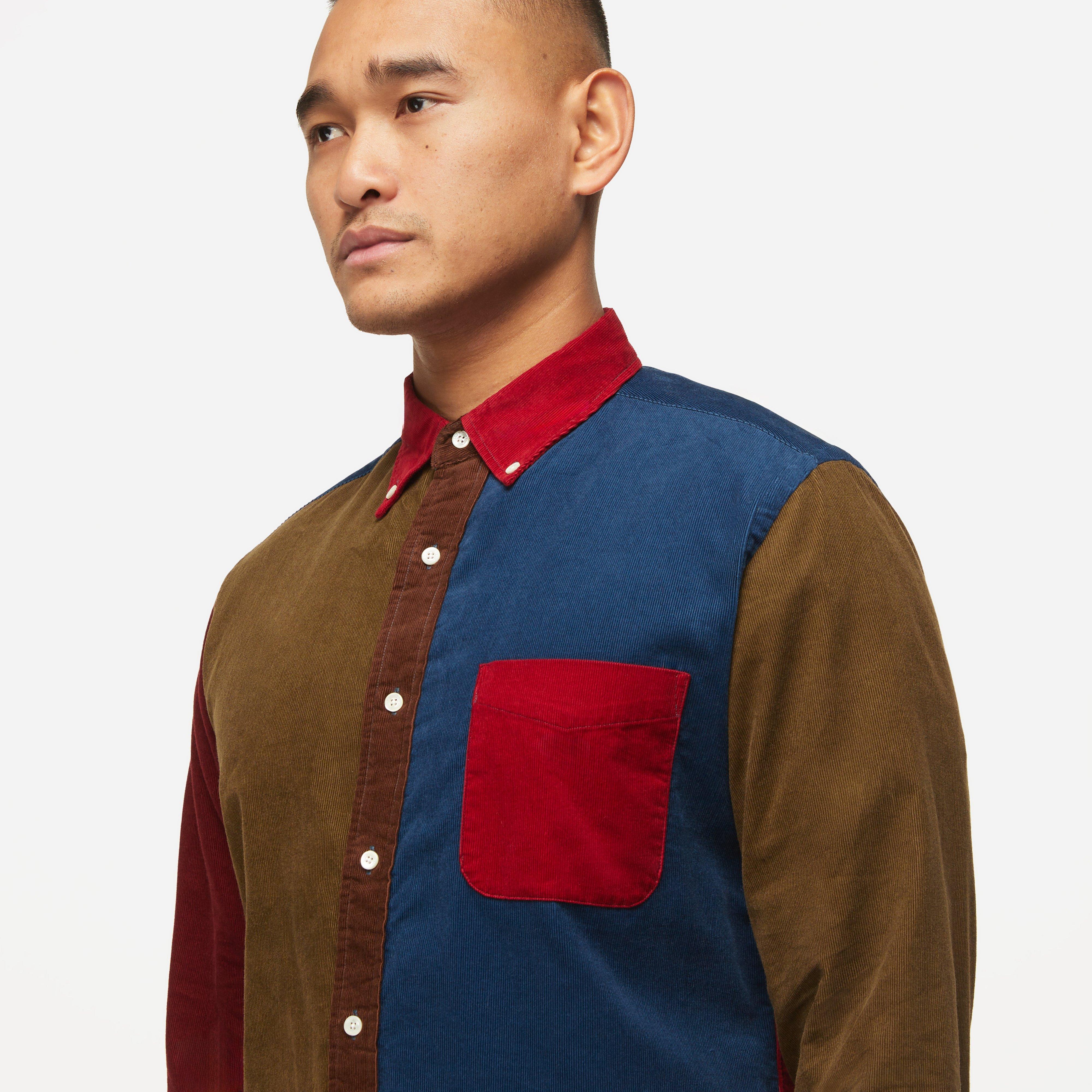Beams Plus Cord Panel Button Down Shirt