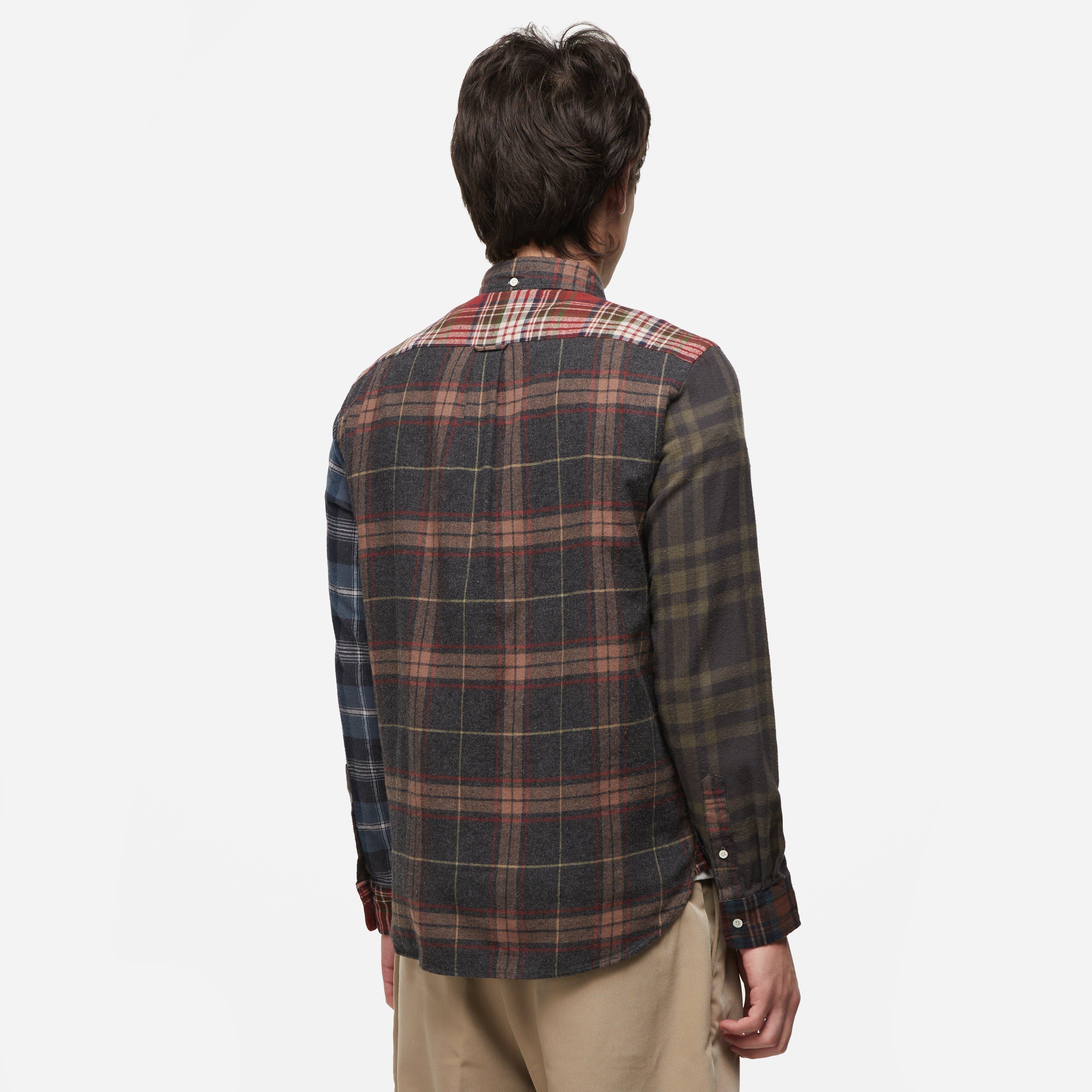 Beams Plus Flannel Check Panel Button-Down Shirt