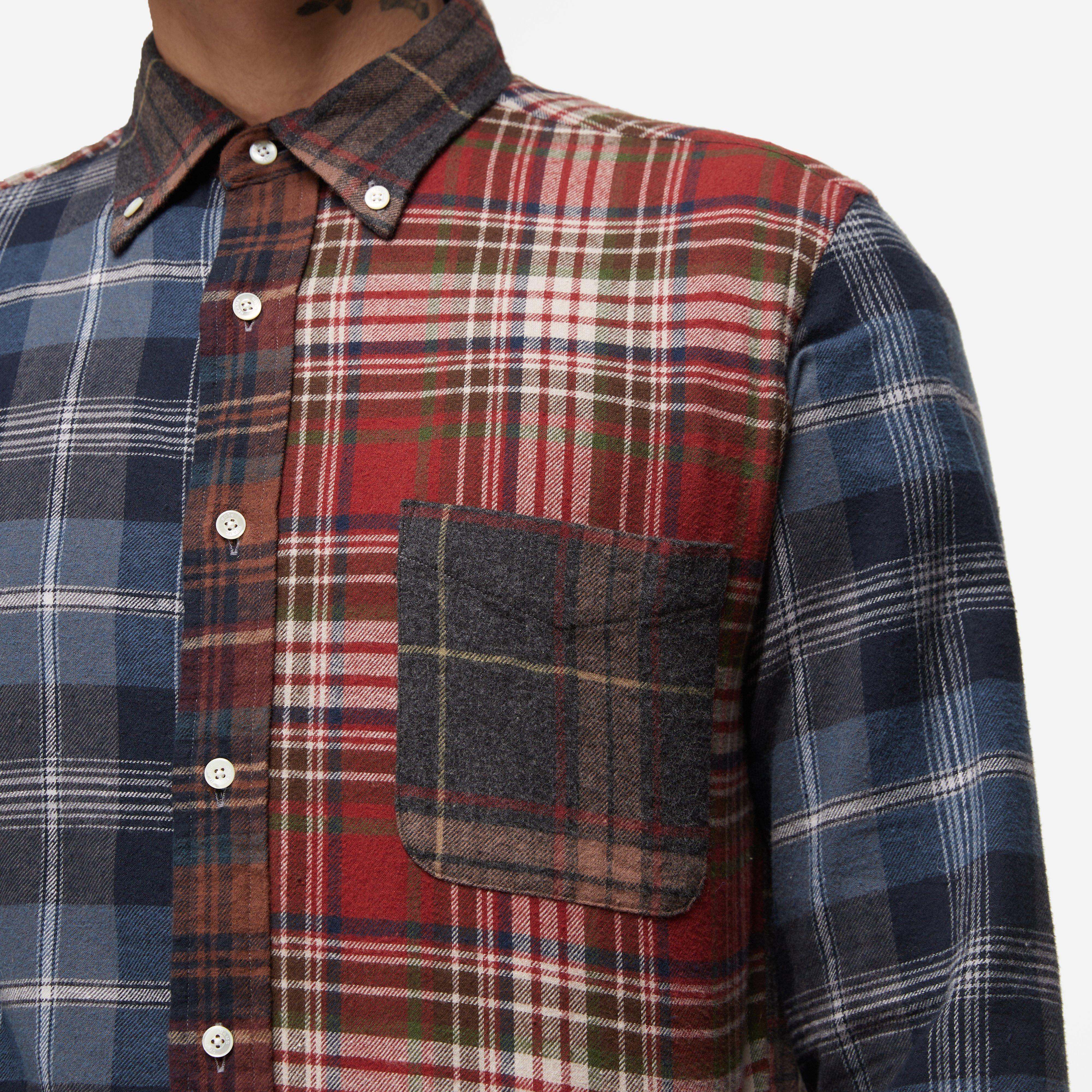 Beams Plus Flannel Check Panel Button-Down Shirt