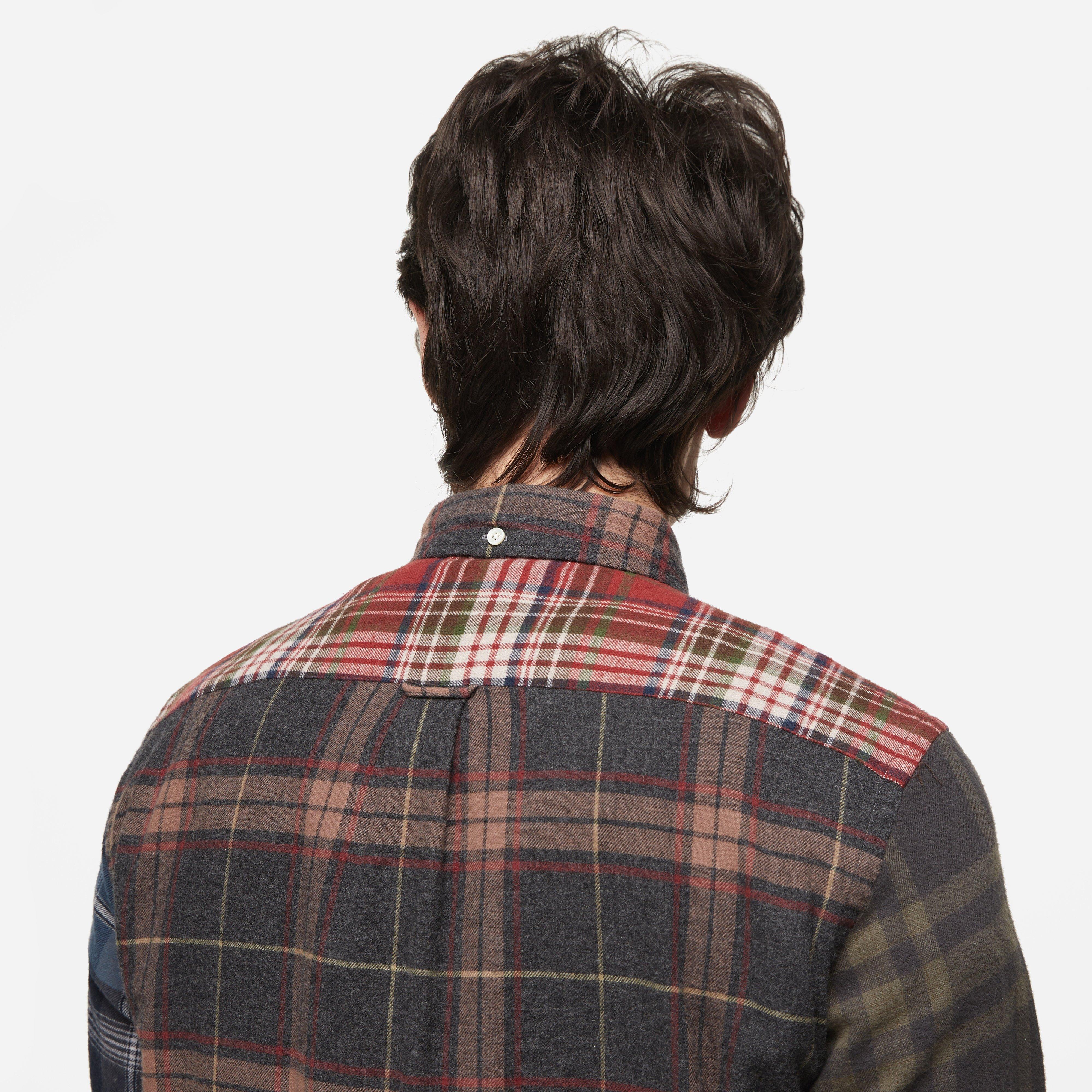 Beams Plus Flannel Check Panel Button-Down Shirt
