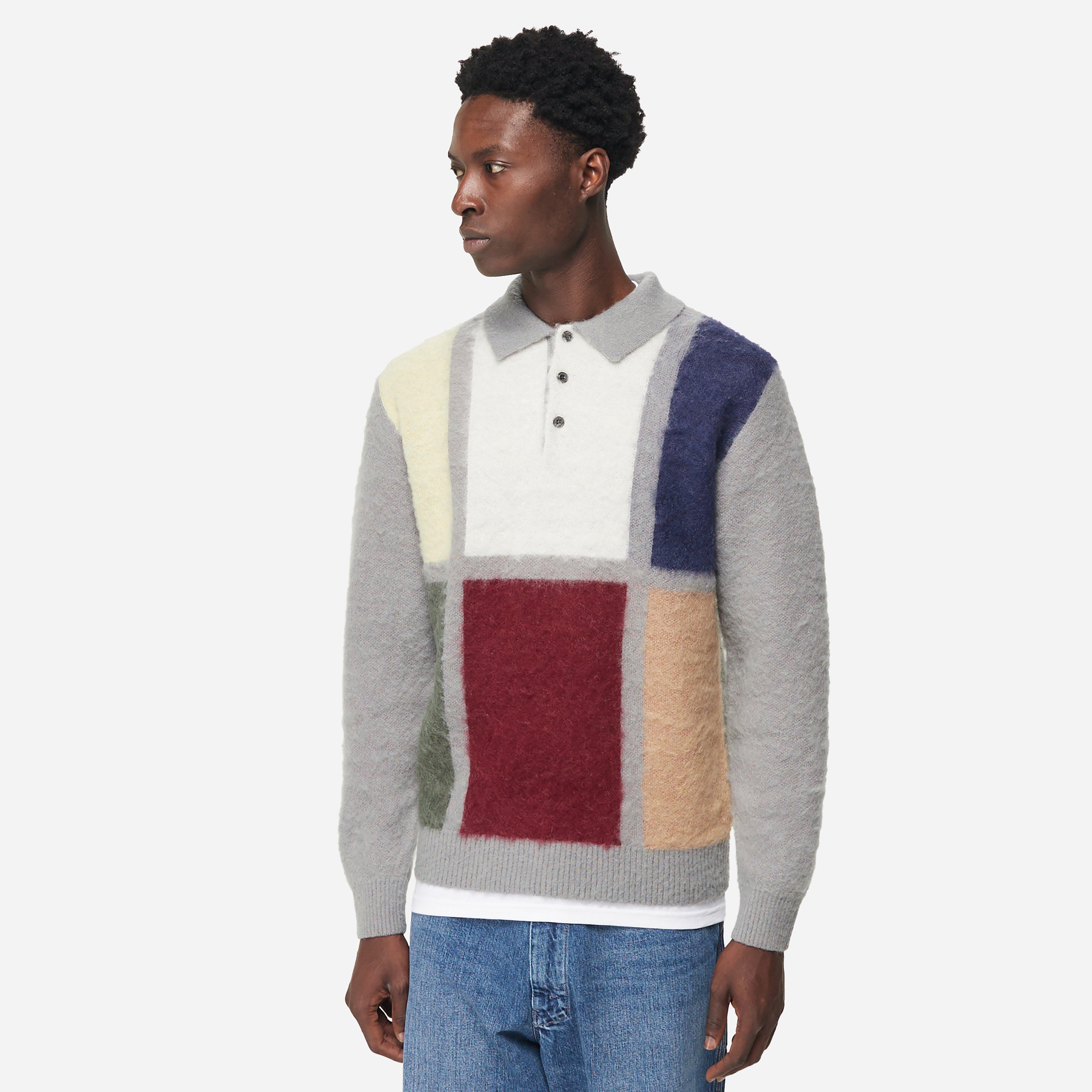 Grey Beams Plus 9 Gauge Shaggy Polo Knit | HIP