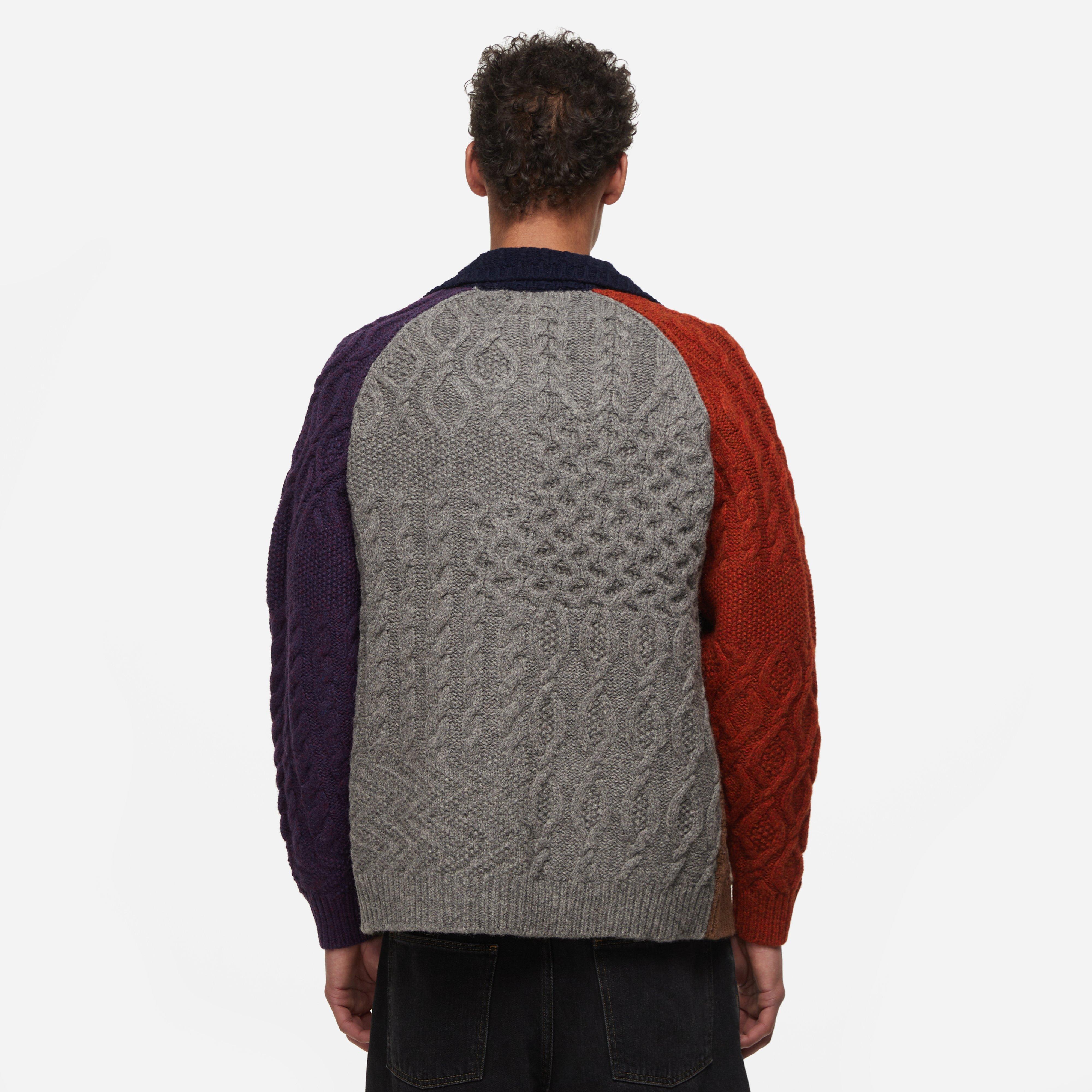 Beams Plus Aran Patchwork Cardigan