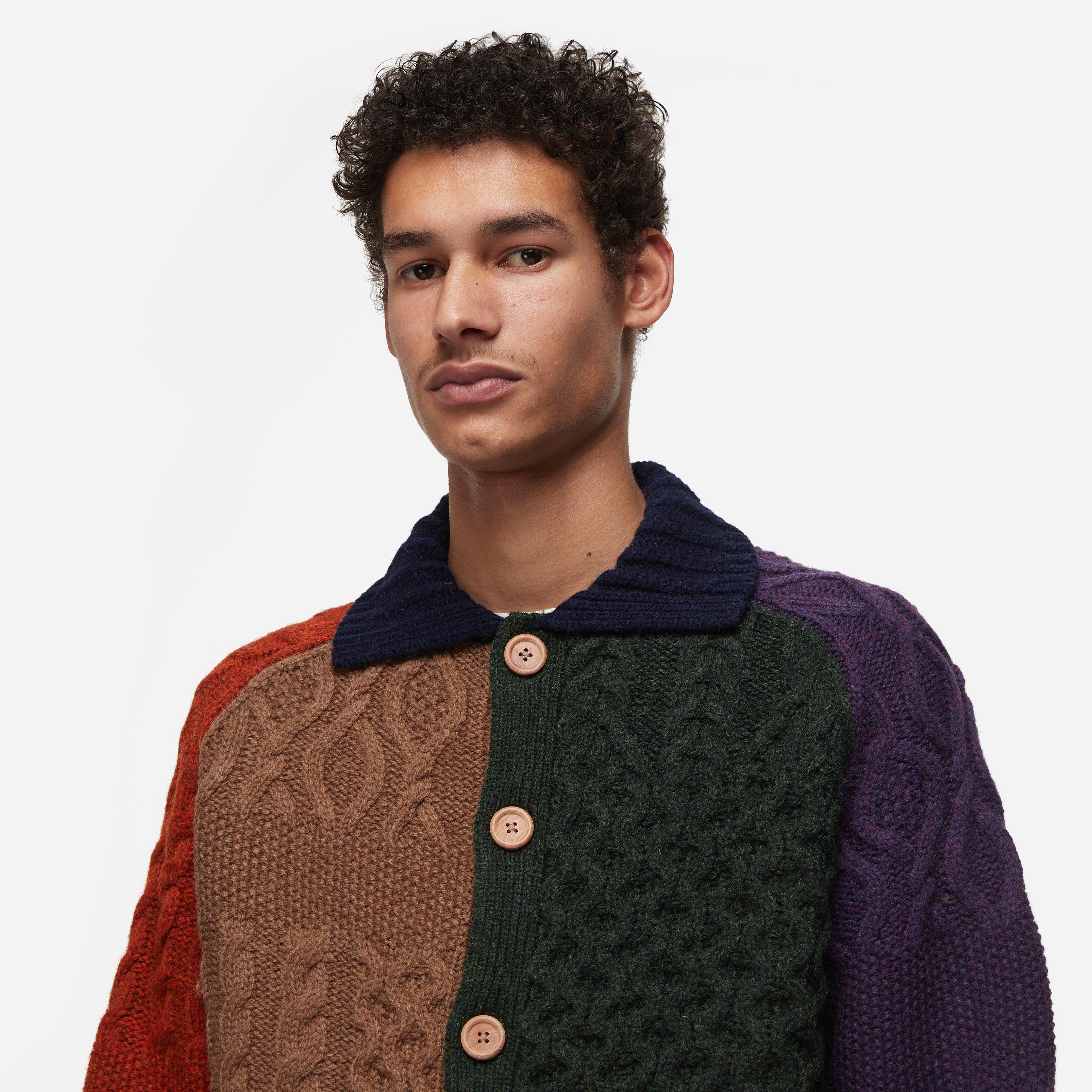 Beams Plus Aran Patchwork Cardigan