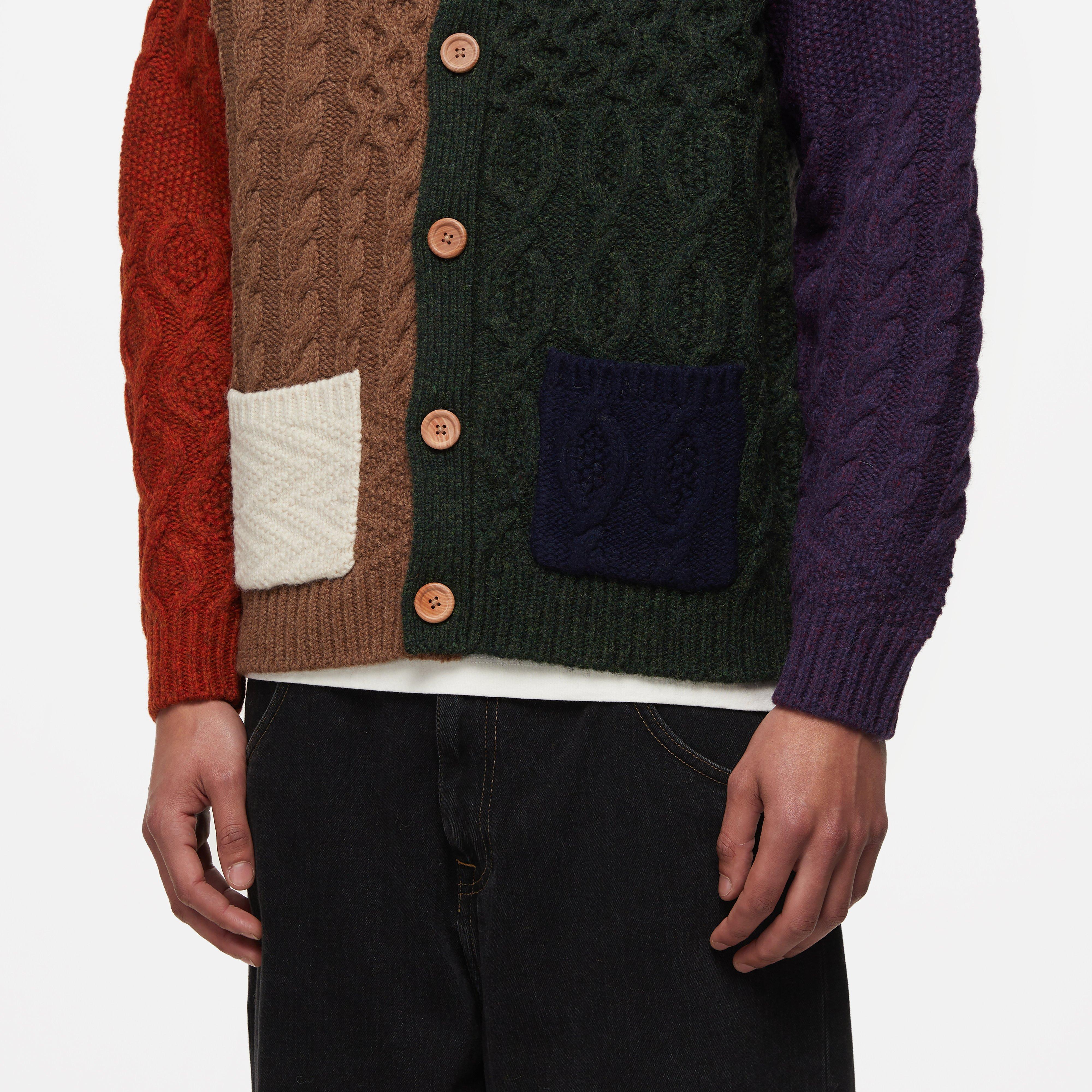 Beams Plus Aran Patchwork Cardigan