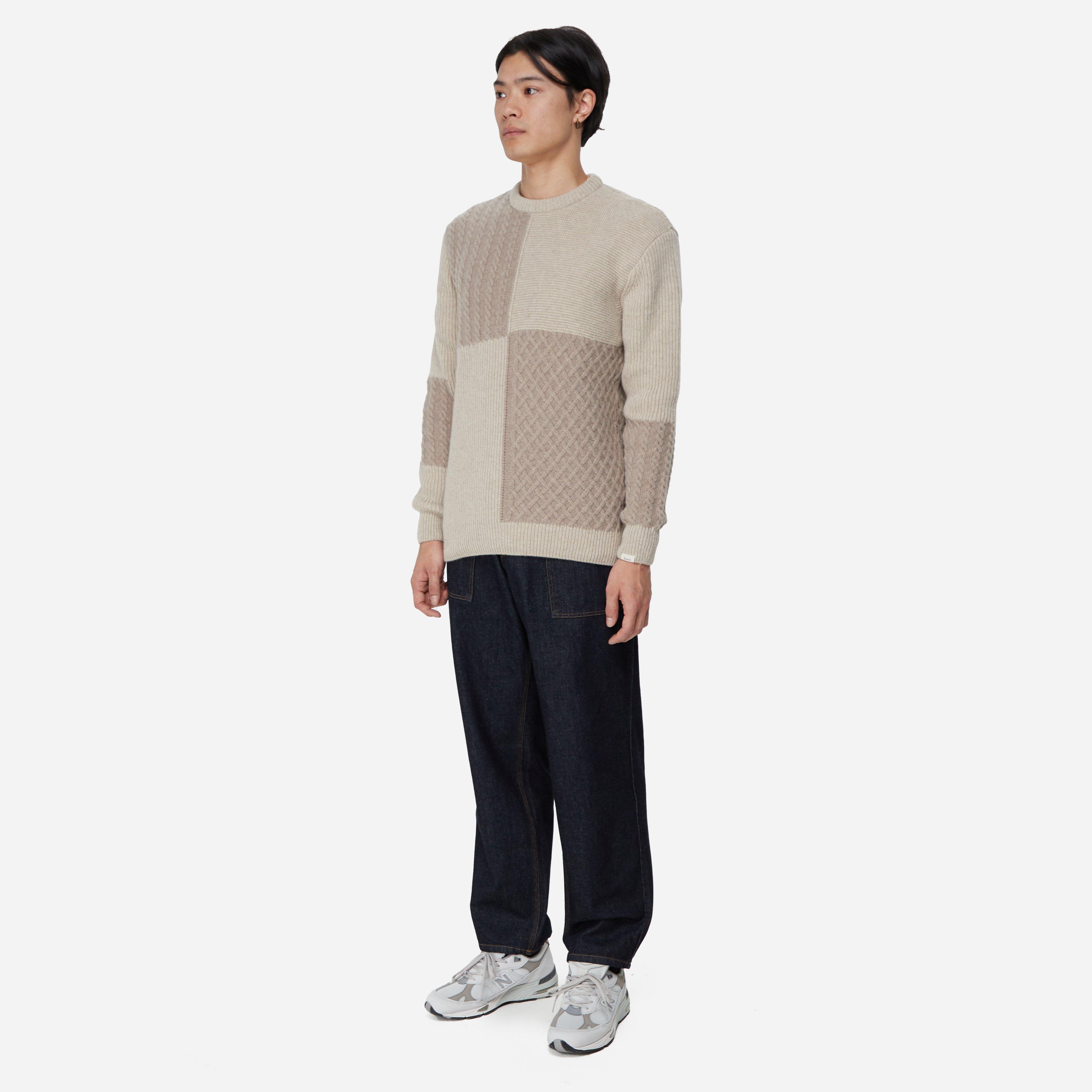 Foret Walnut Patchwork Knit Sweatshirt
