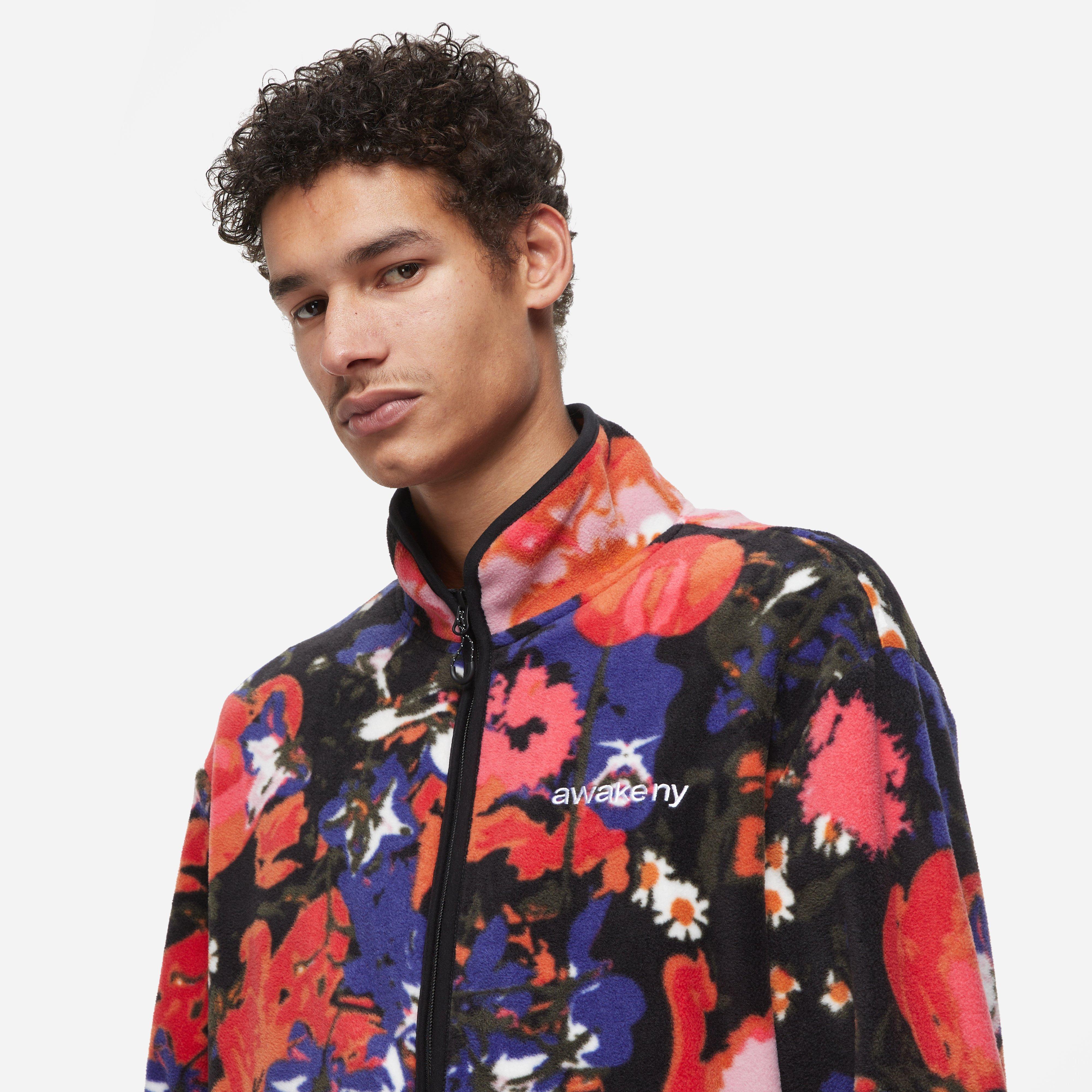 Awake NY Floral Print Fleece Jacket