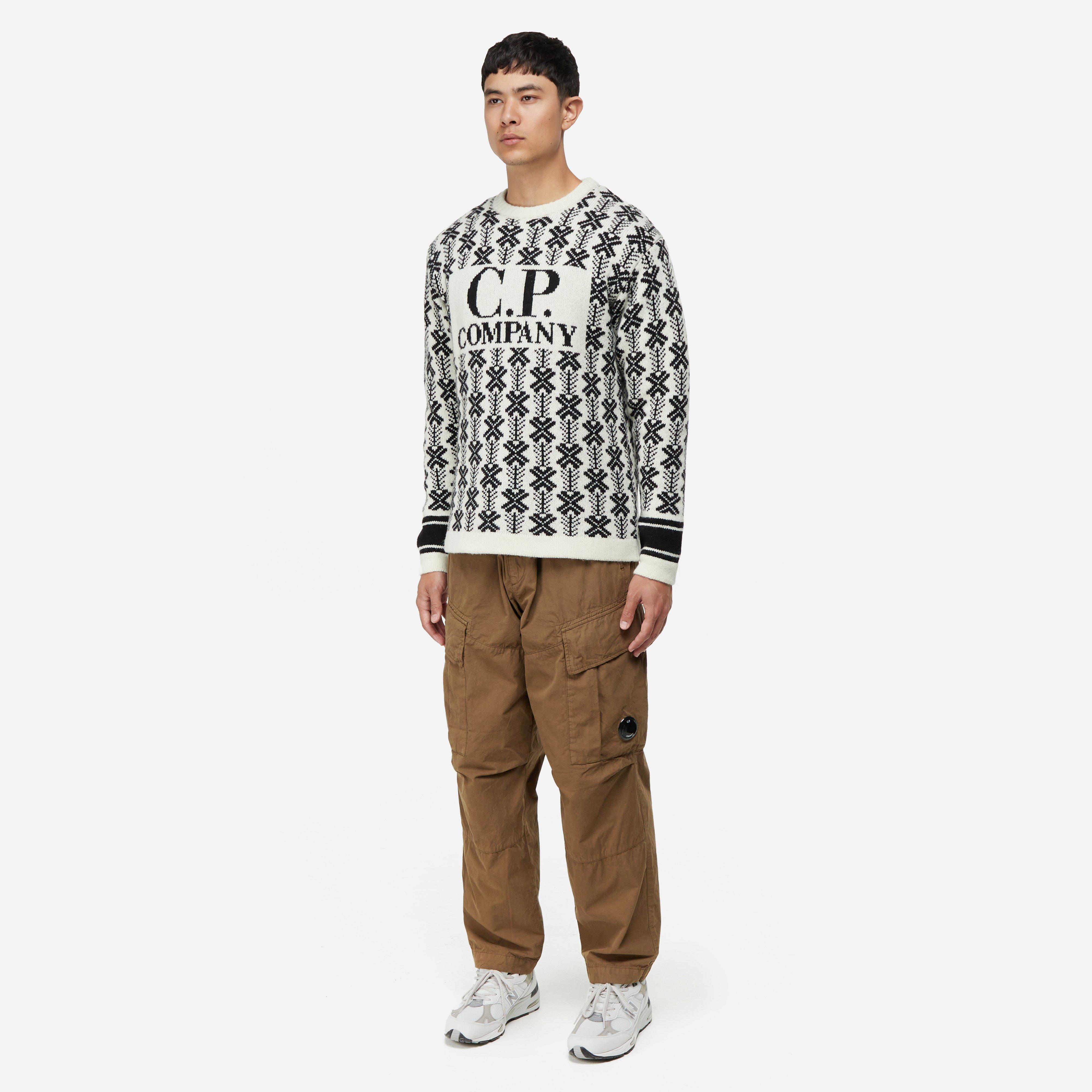 C.P. Company Wool Jacquard Logo Knit Sweatshirt
