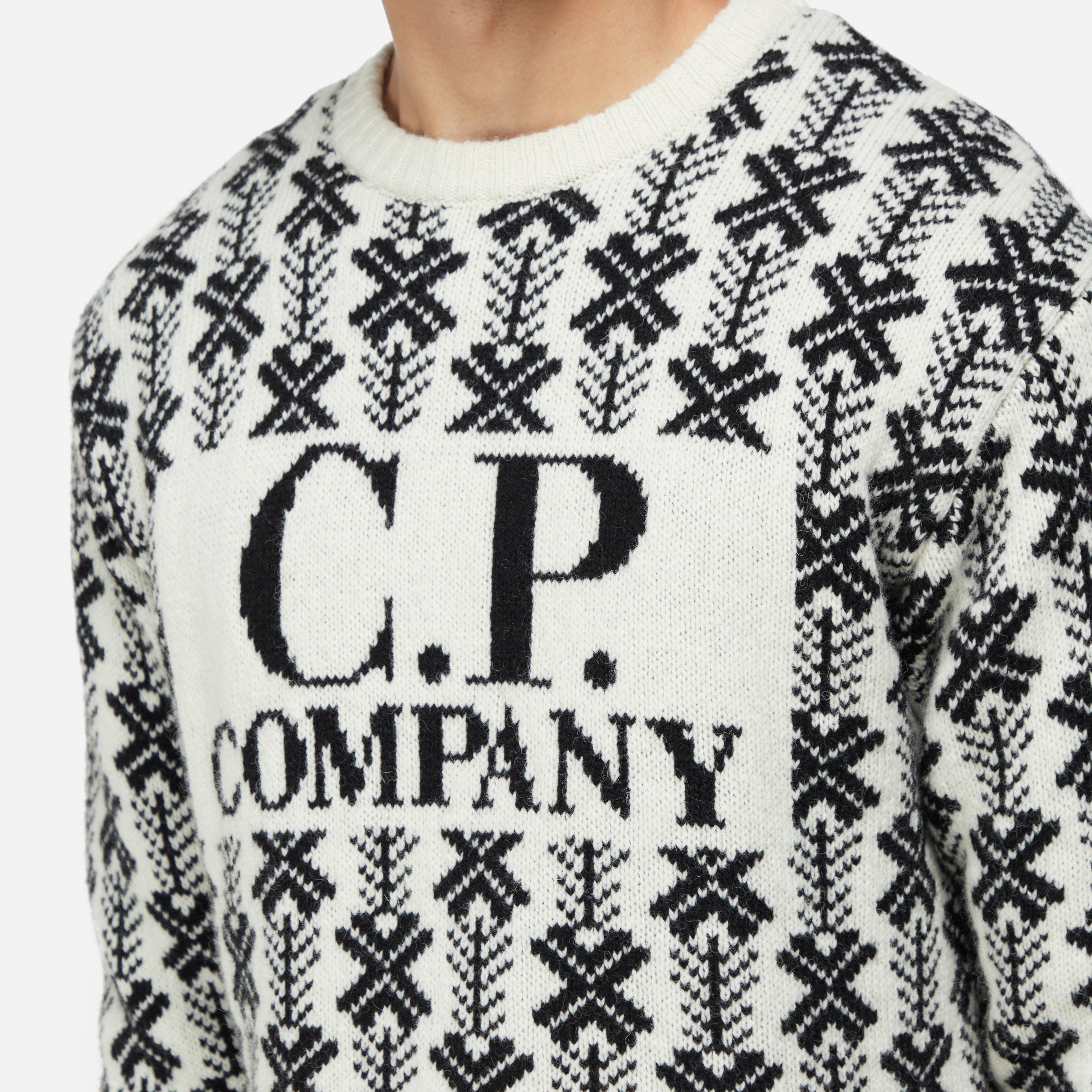 C.P. Company Wool Jacquard Logo Knit Sweatshirt
