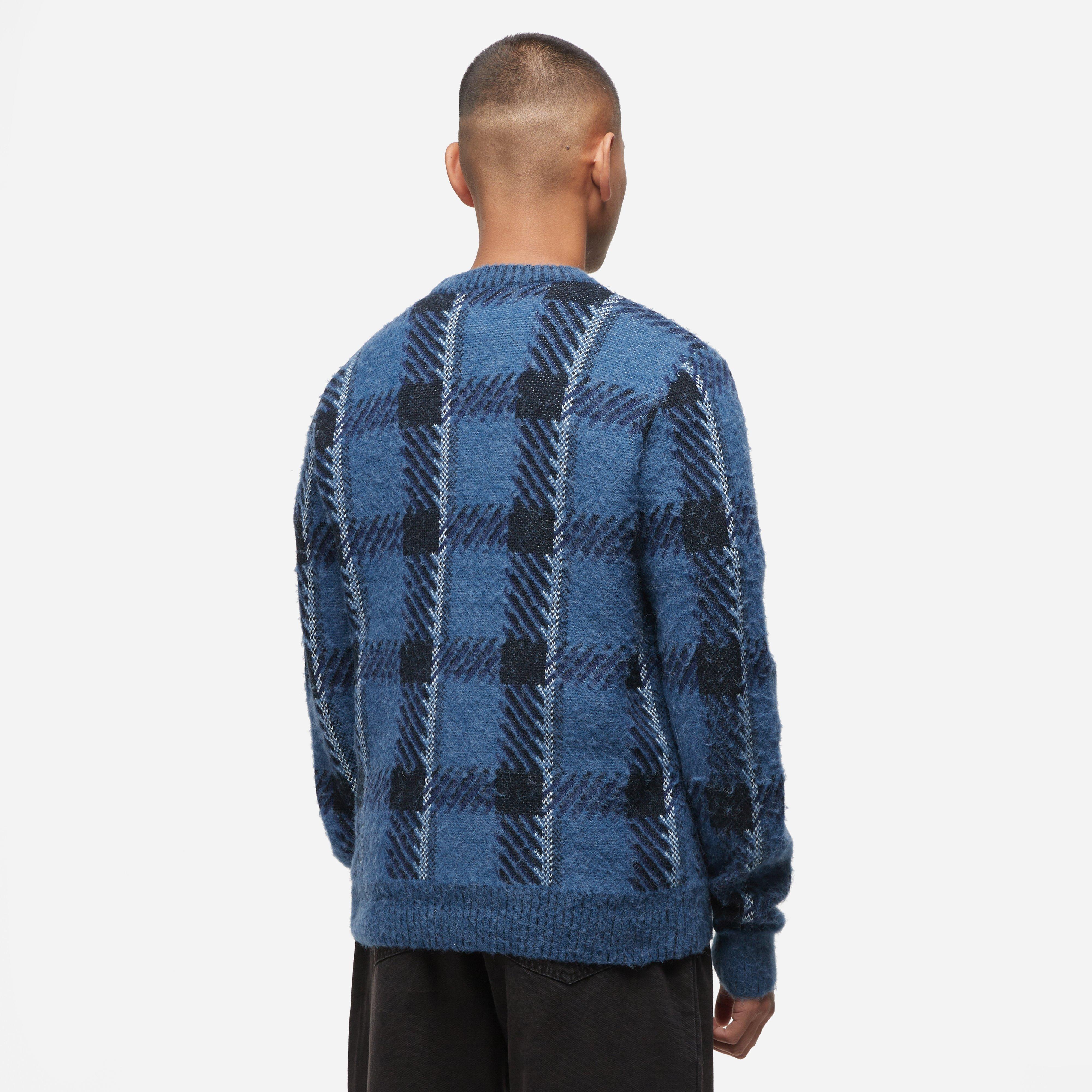 Blue Fred Perry Glitch Tartan Jumper | HIP