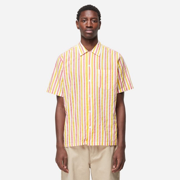 Drakes Stripe Camp Collar Shirt