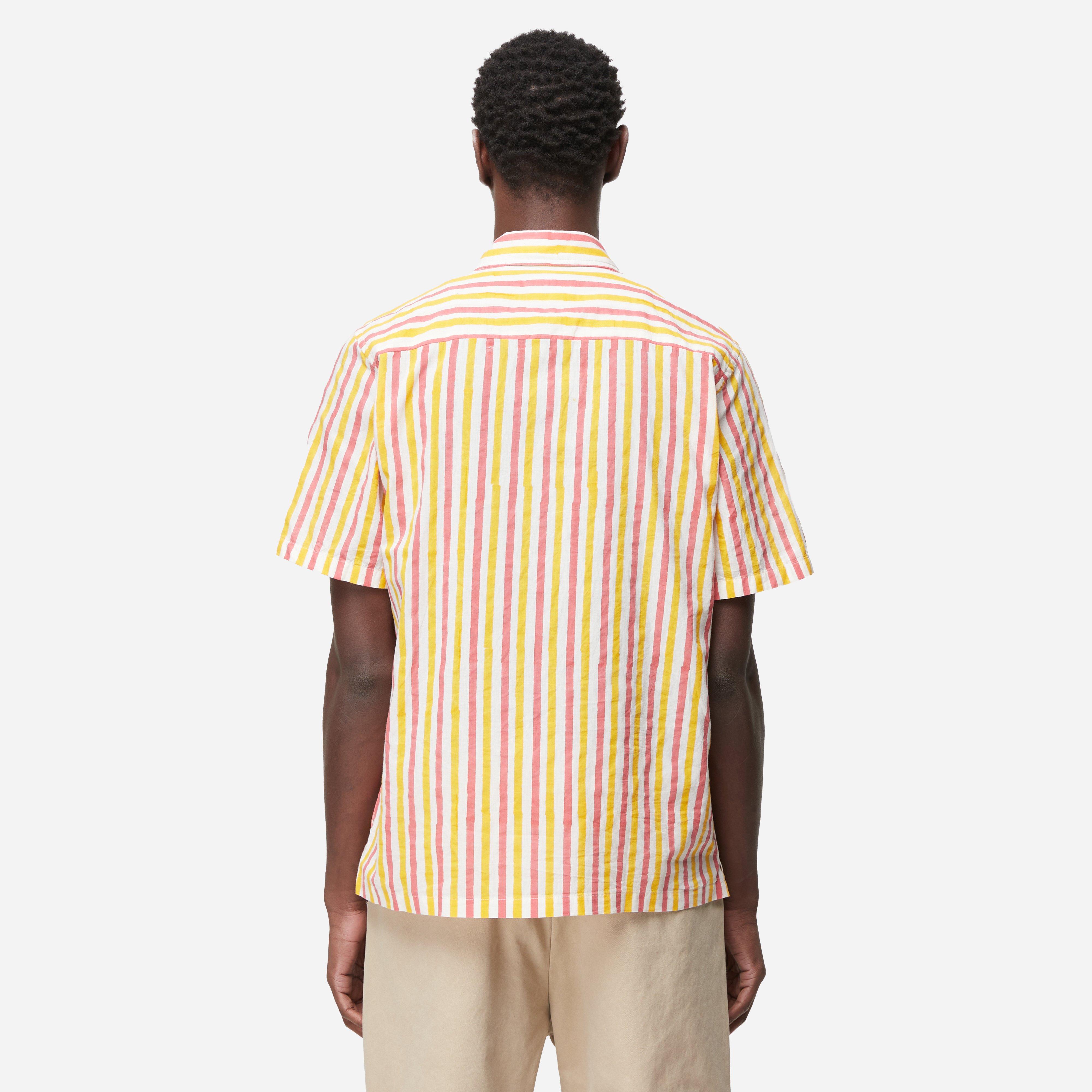 Drakes Stripe Camp Collar Shirt