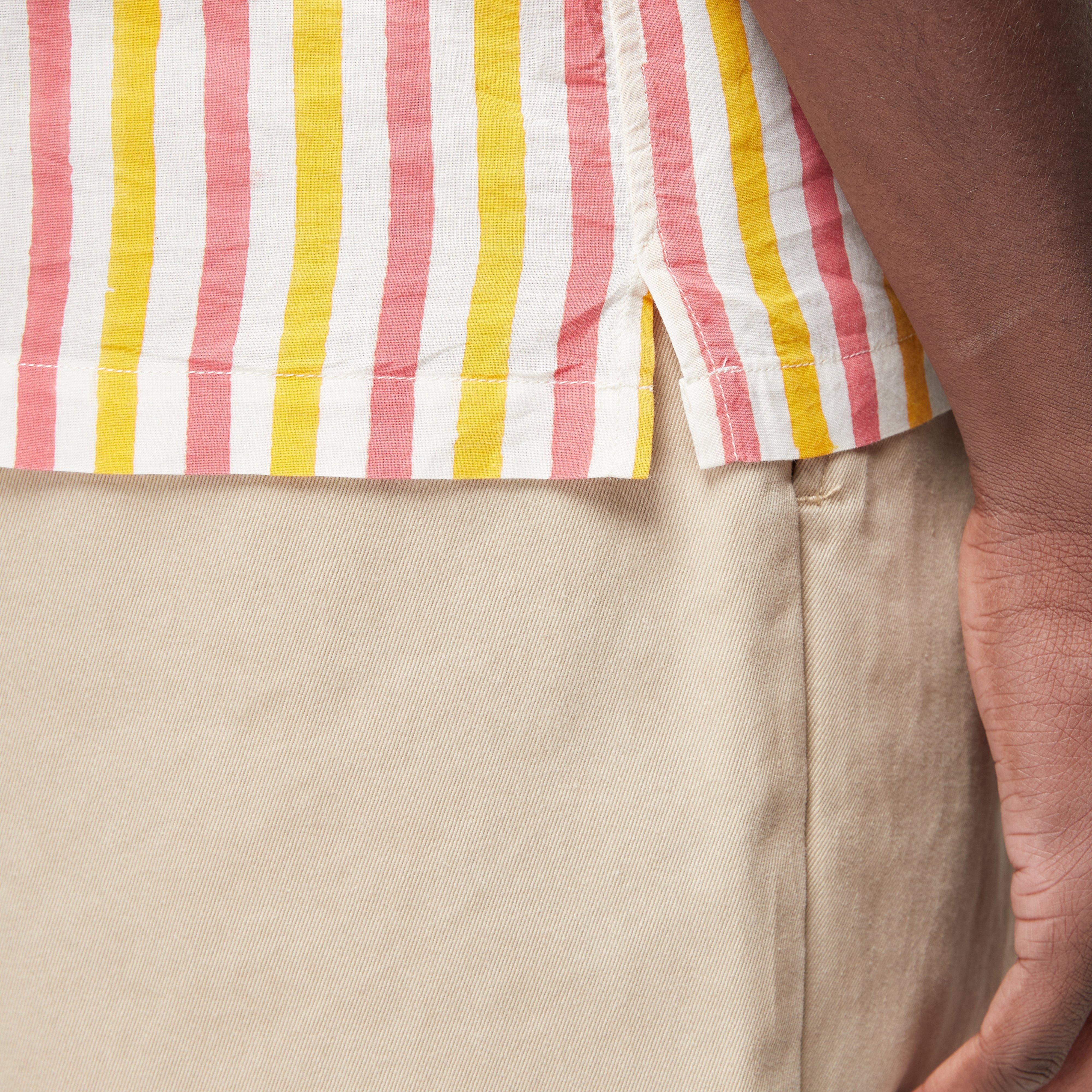 Drakes Stripe Camp Collar Shirt