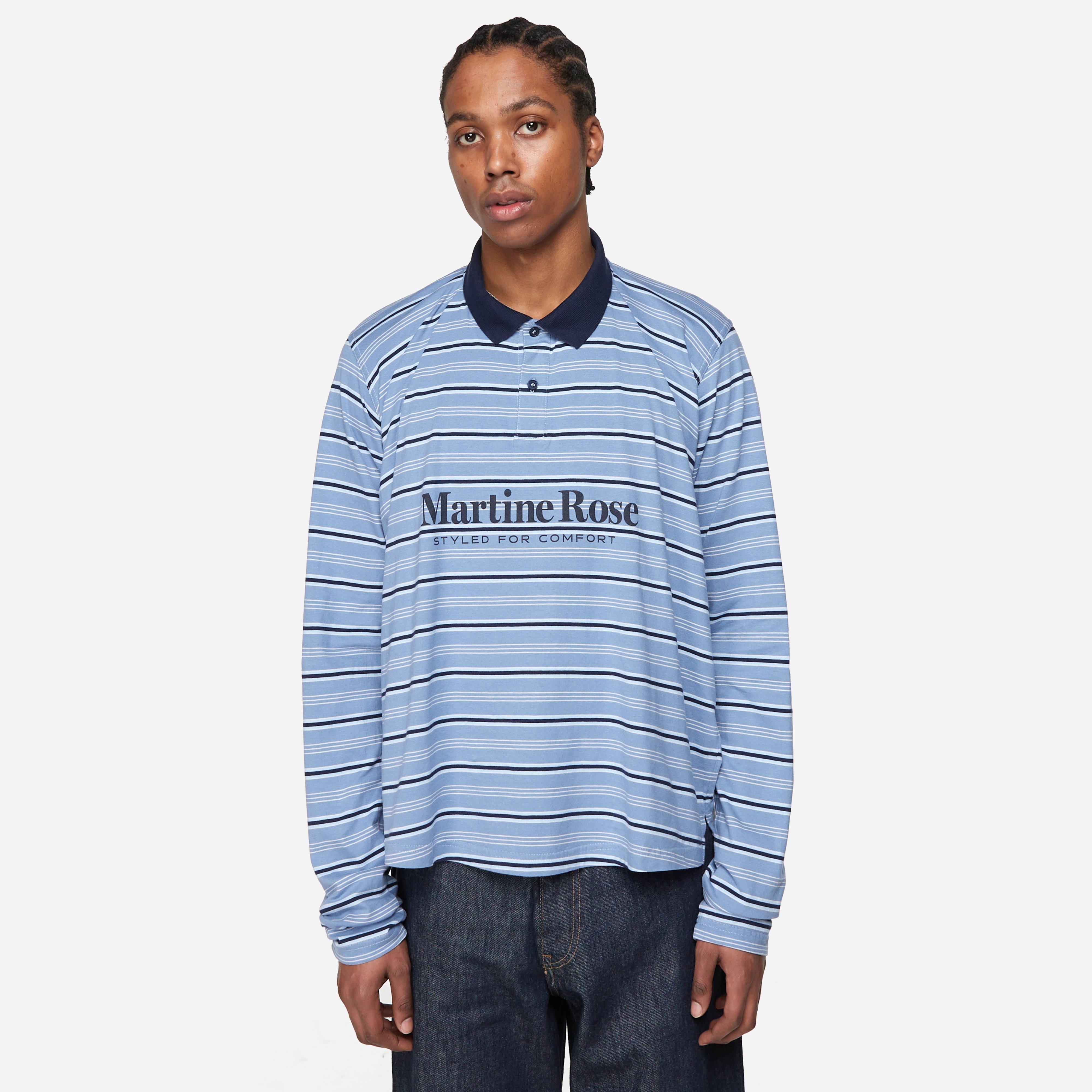 Blue Martine Rose Pulled Neck Long Sleeve Polo Shirt HIP