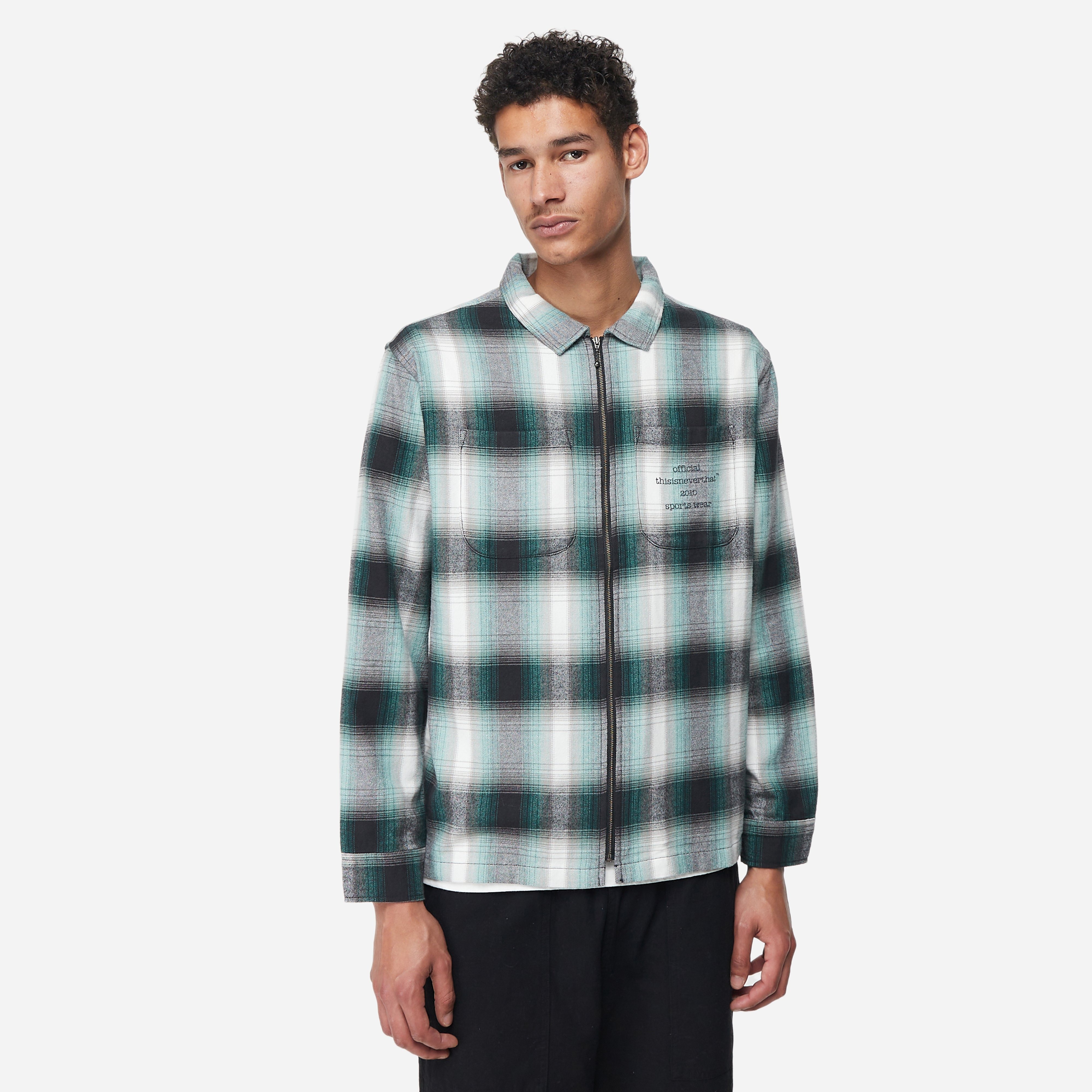 Green Thisisneverthat Flannel Zip Shirt | HIP