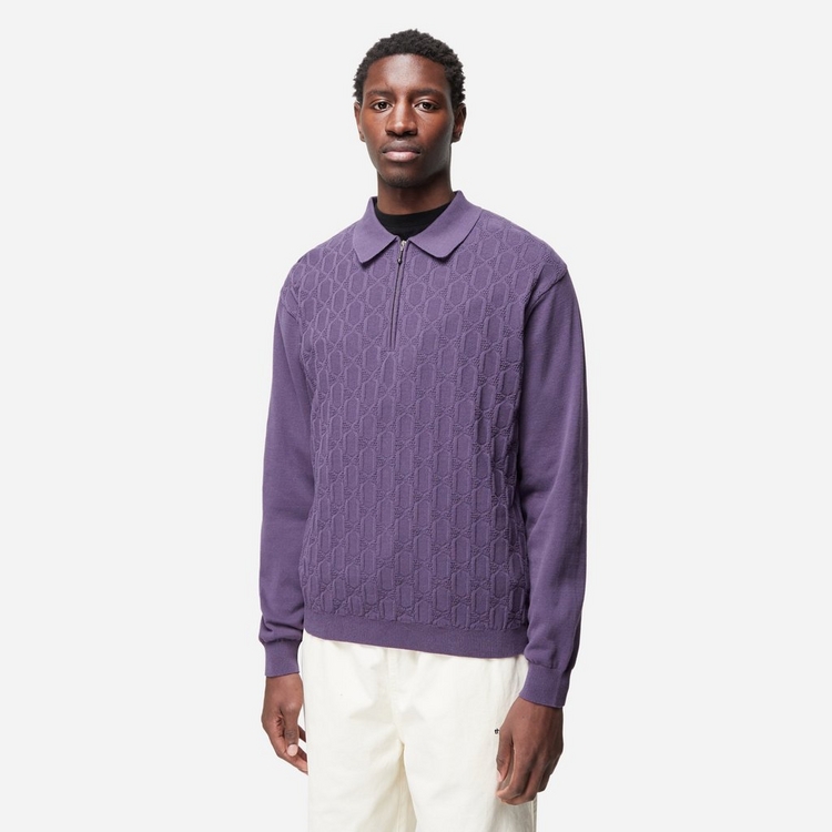 Thisisneverthat Cable Knit Zip Sport polo Shirt