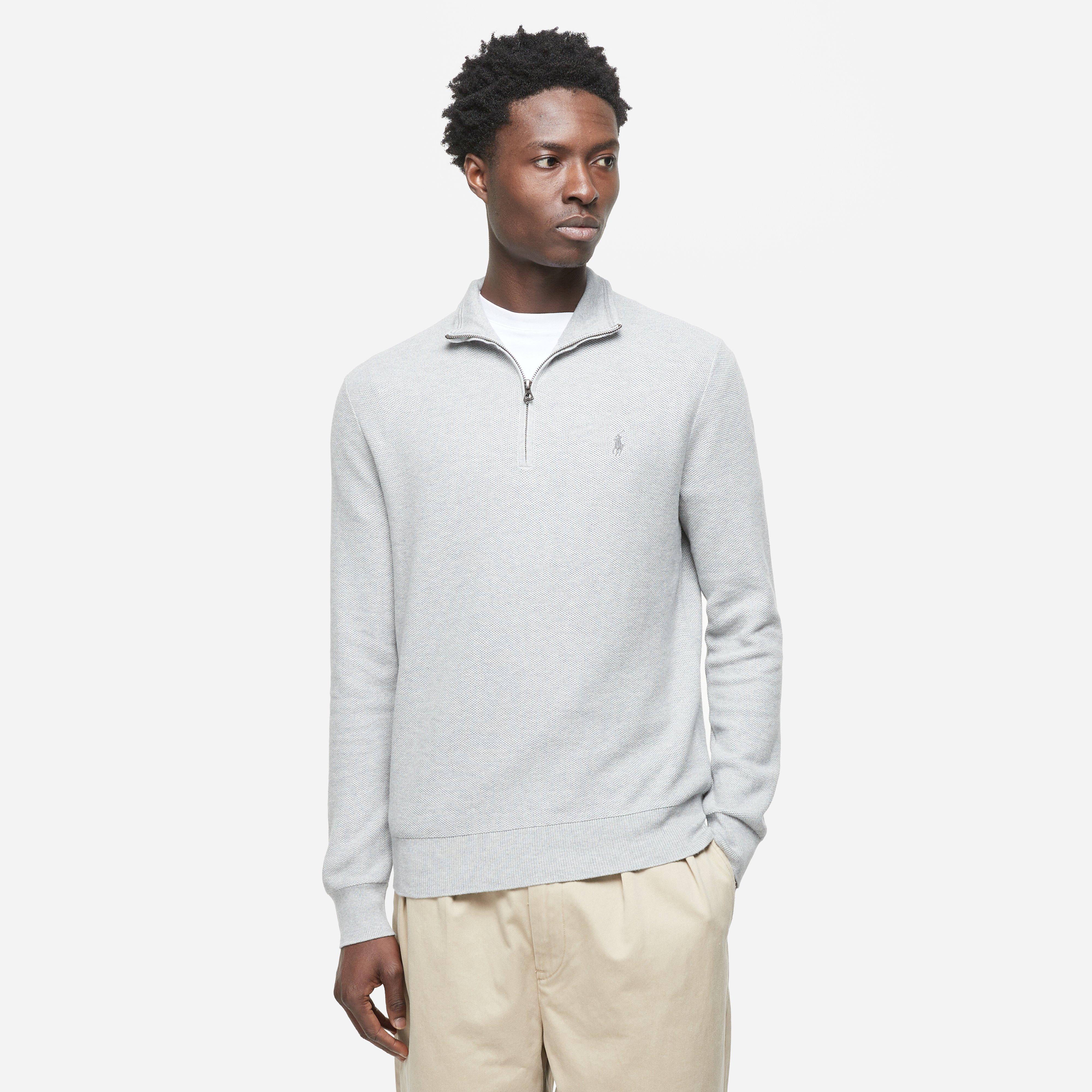 Grey polo on sale half zip sweater