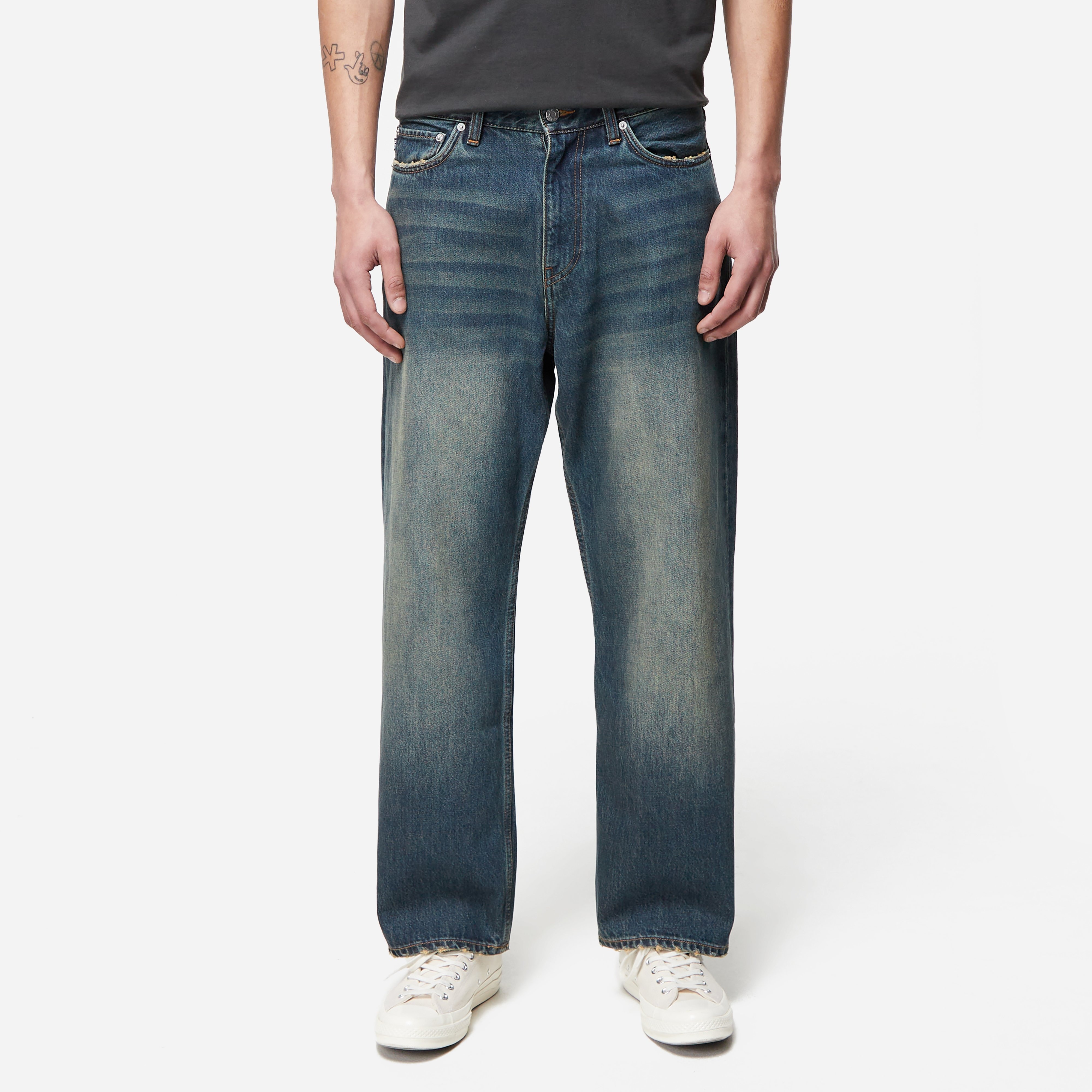 Cheap Turismo Jordan Outlet Blue Patta Whiskers Jean Threadbare basic jersey shorts co ord in ecru marl