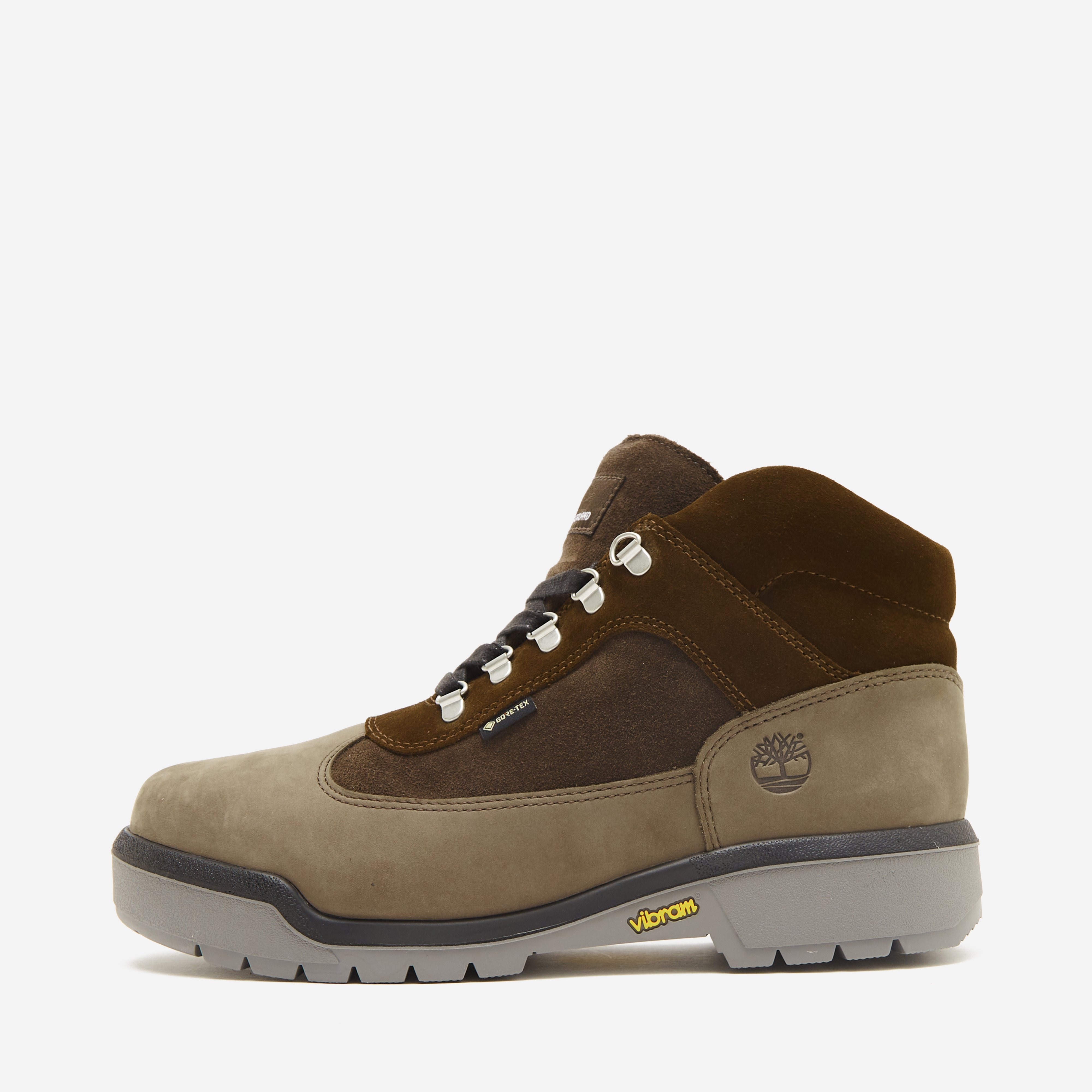 Brown and green timberland field boots online