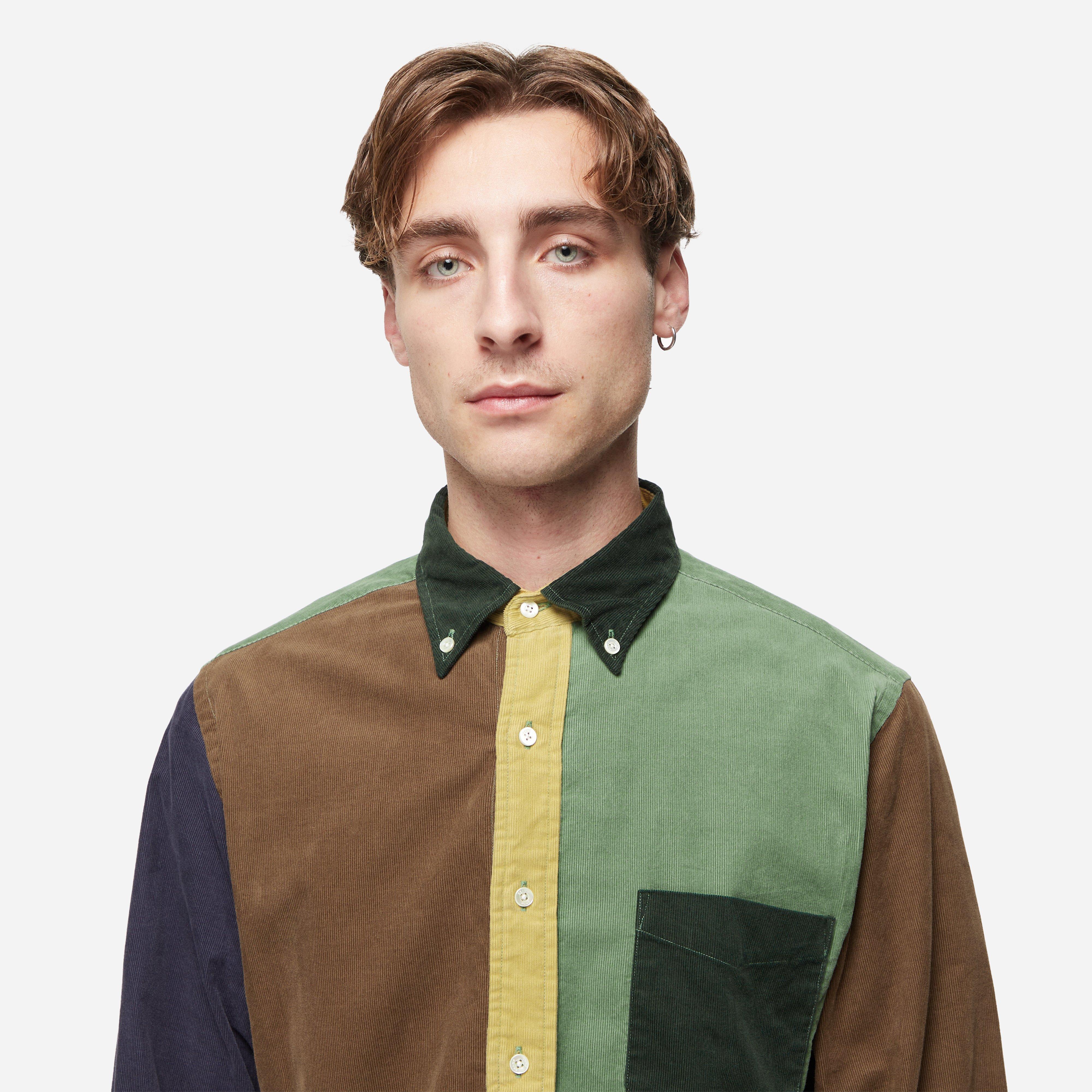 Beams Plus Cord Panel Button Down Shirt