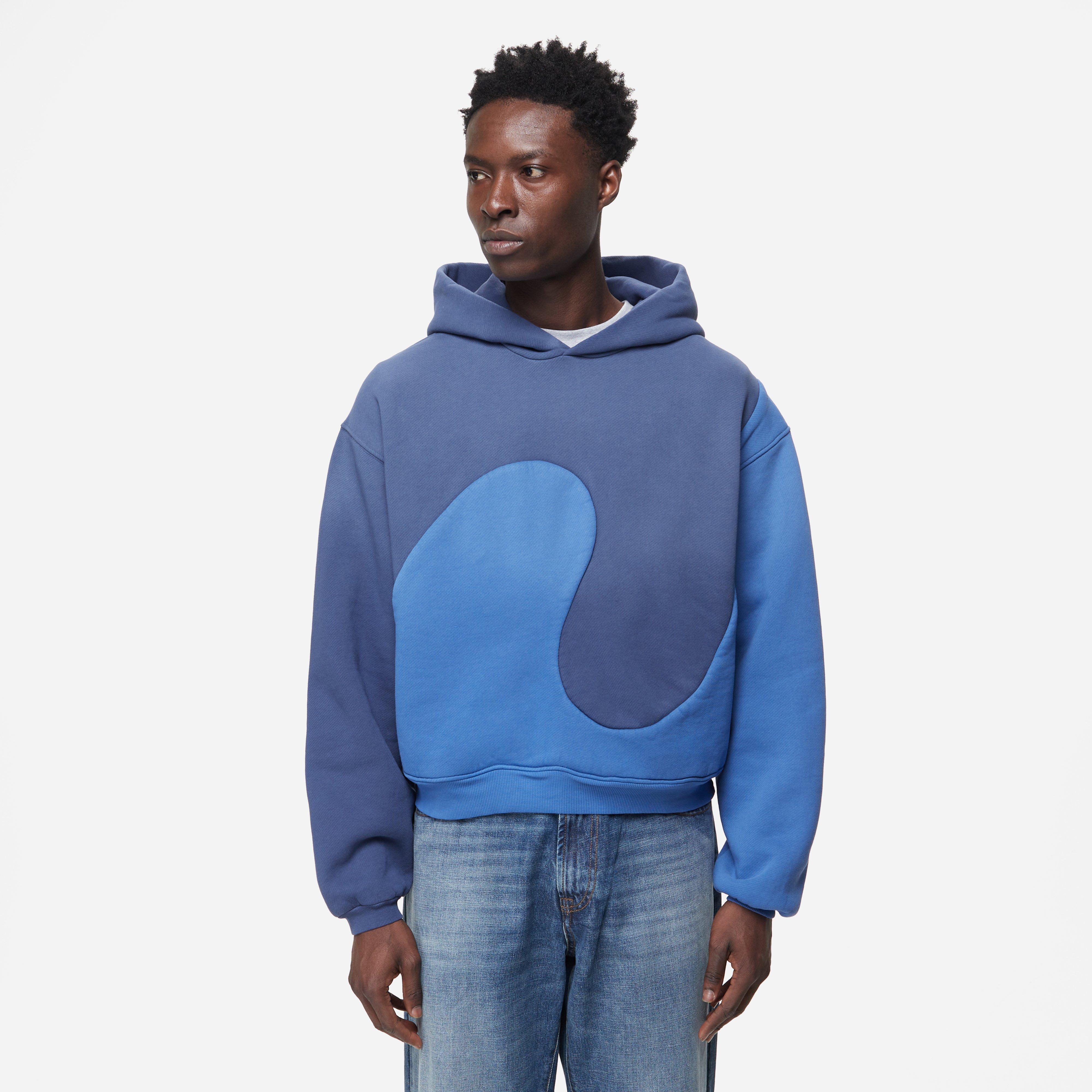 ERL Swirl Zipped Hoodie L Printed Swirl Fleece Knit Hoodie in