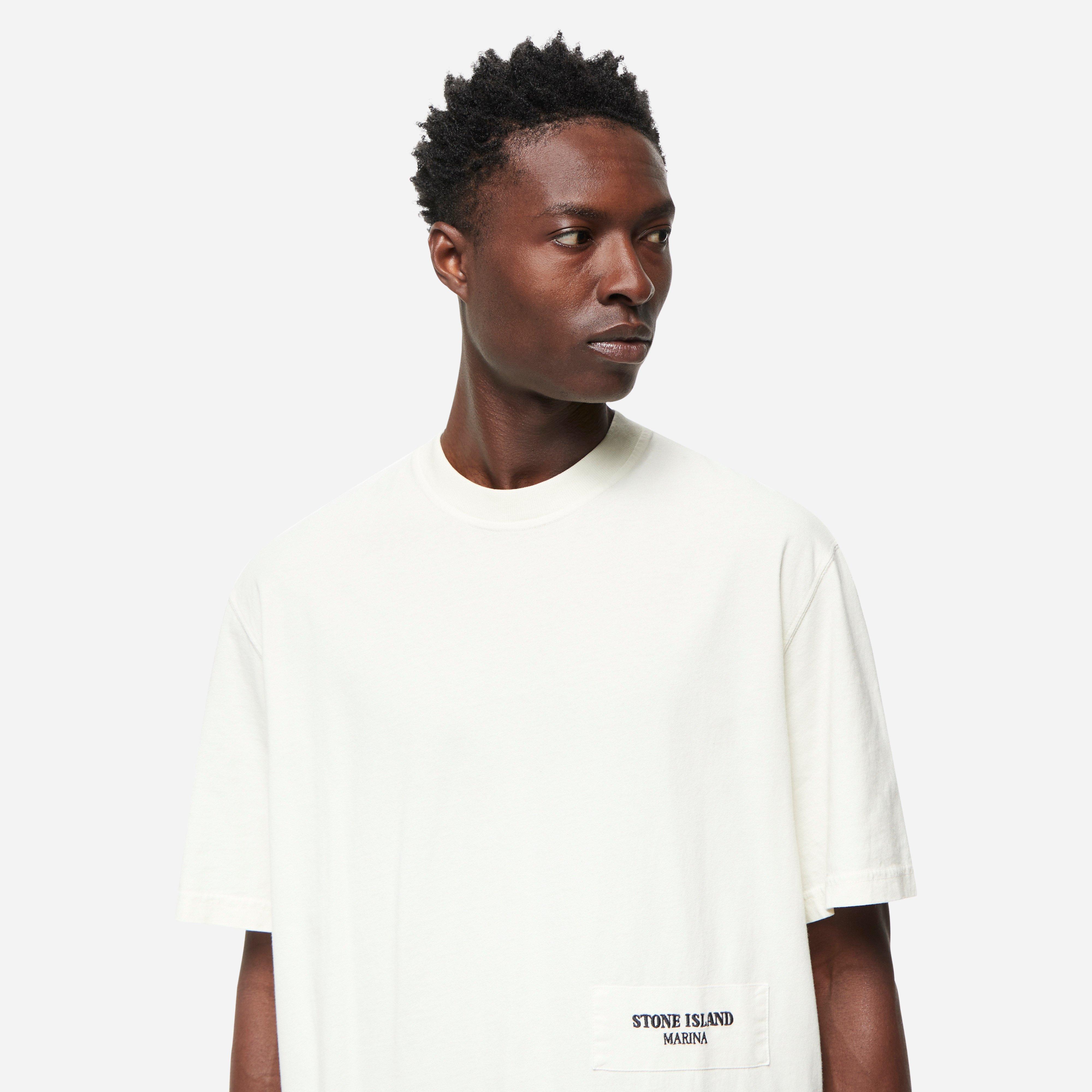 25SS new/STONE  マリーナコットンTシャツ T-Shirt White Marina cotton T-shirt in white - Stone Island | Mytheresa
