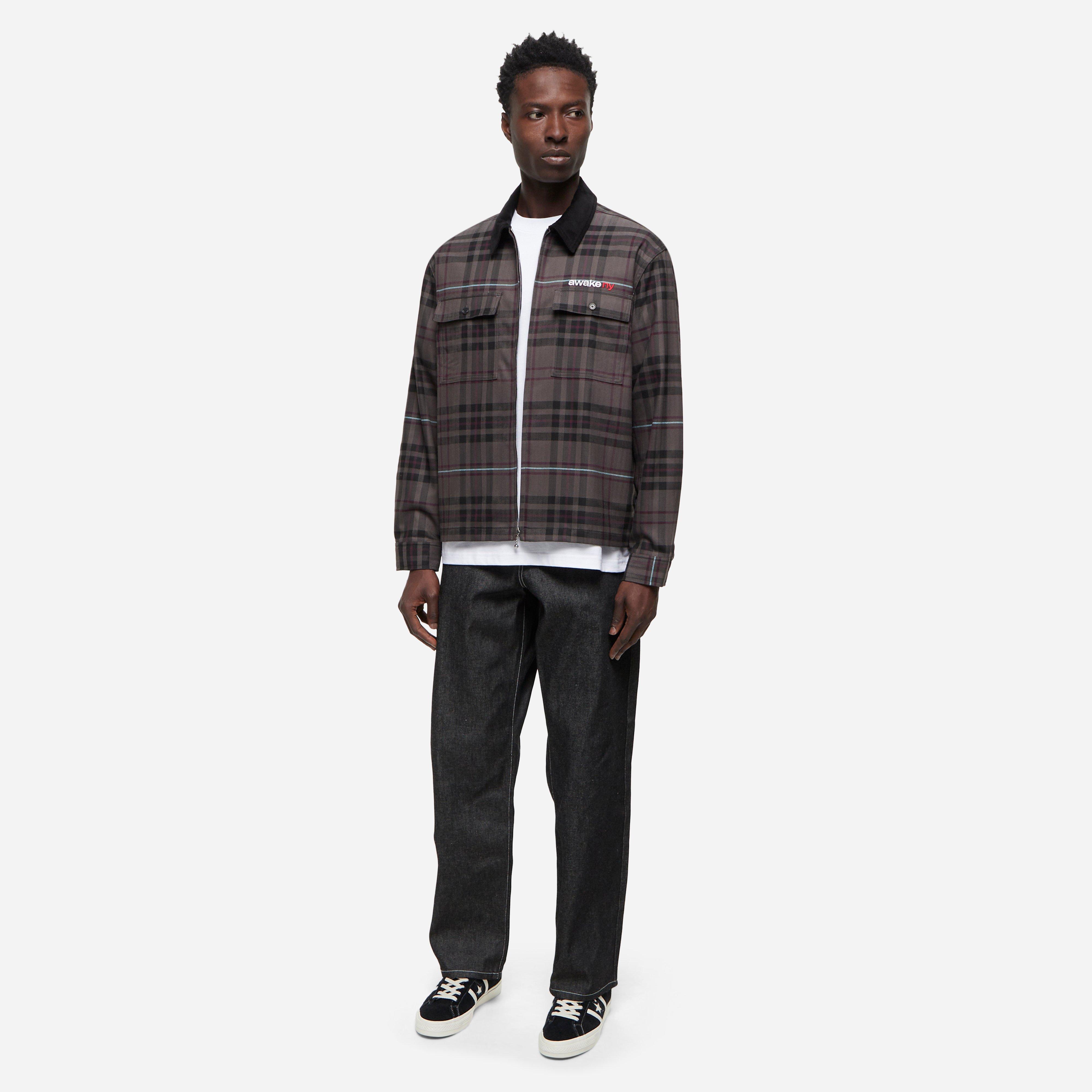 Awake NY Plaid Flannel Zip Shirt