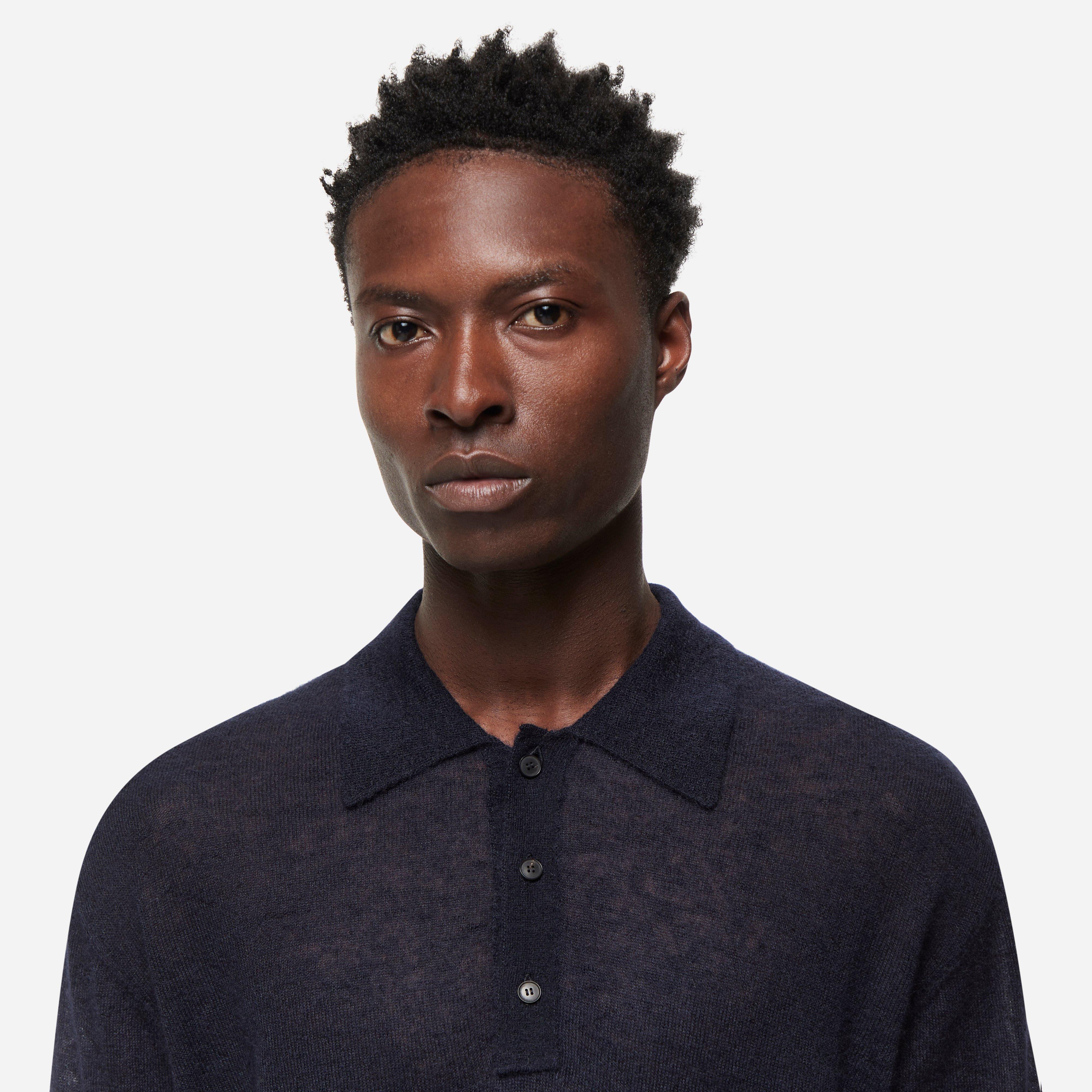 Auralee Sheer Mohair Polo Shirt