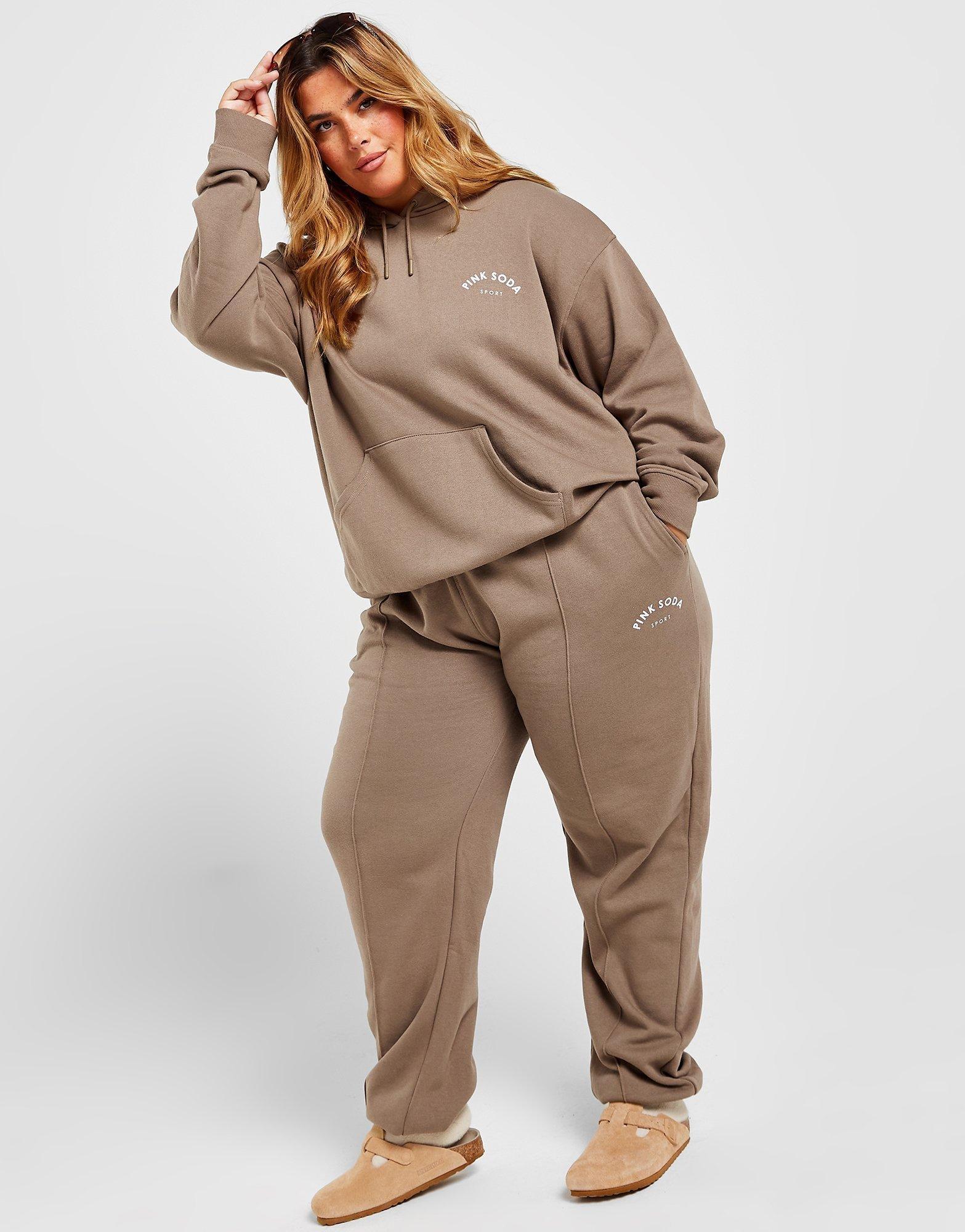 plus size hoodie och byxor i brun design