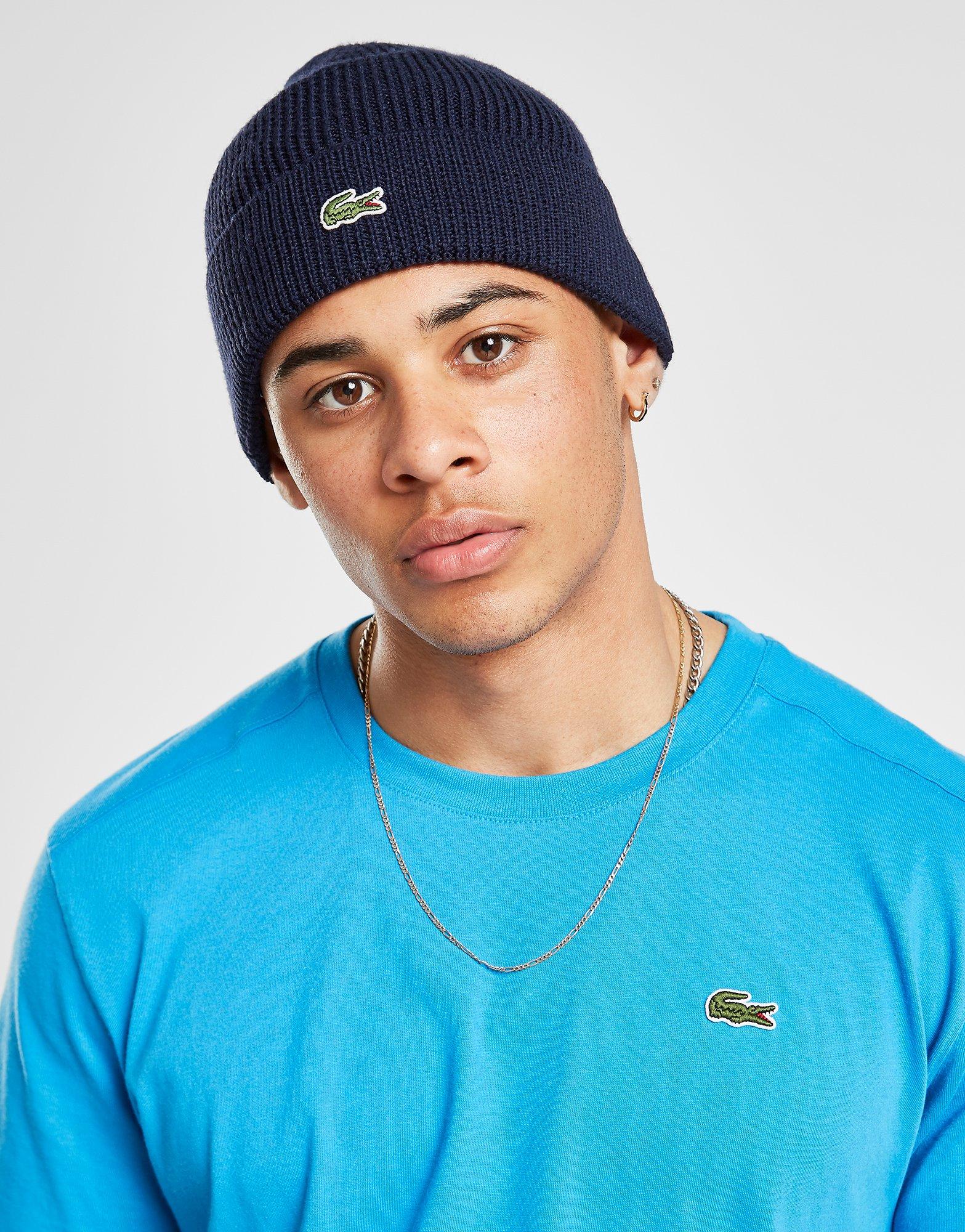 lacoste knitted logo beanie