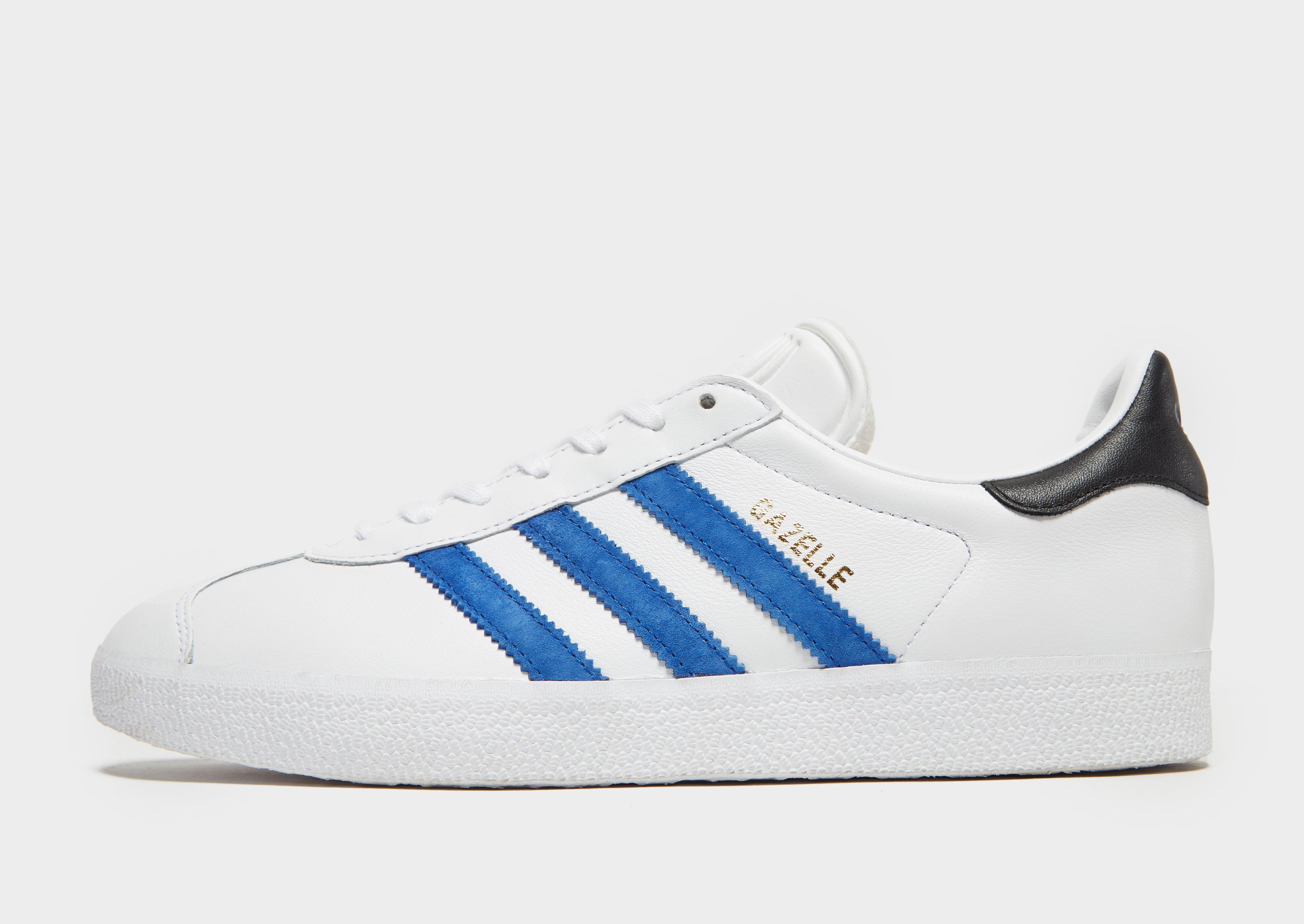 adidas gazelle white with blue stripes