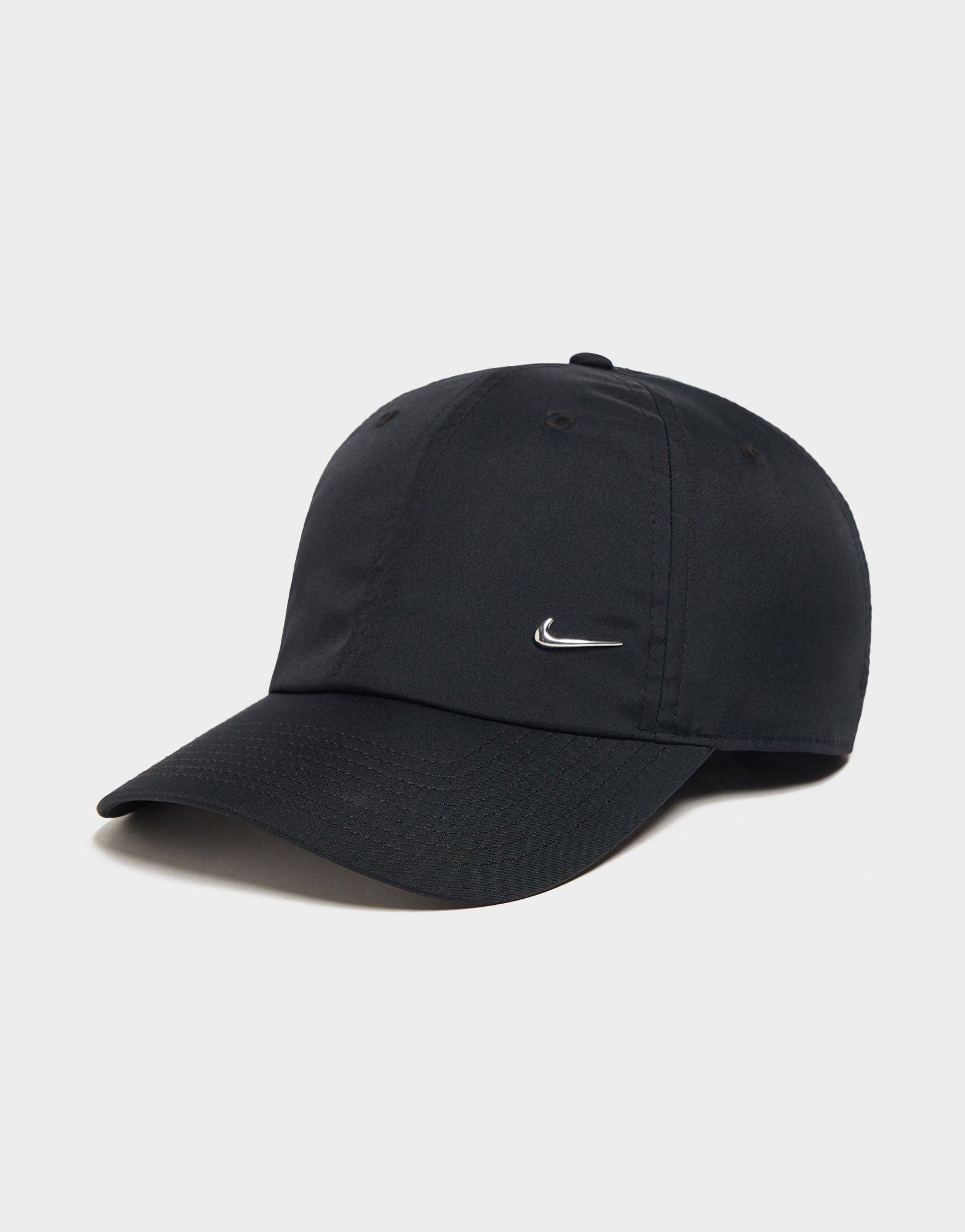 black nike hat with white swoosh