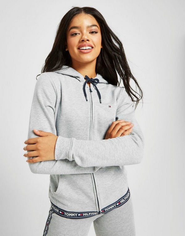 Tommy Hilfiger Sleepwear Women's Basic Hoodie Sweatshirt Gray Tape Logo