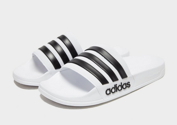 White Adidas Cloudfoam Adilette Slides Jd Sports