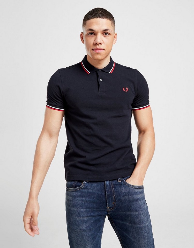 Blue Fred Perry Twin Tipped Polo Shirt | JD Sports UK
