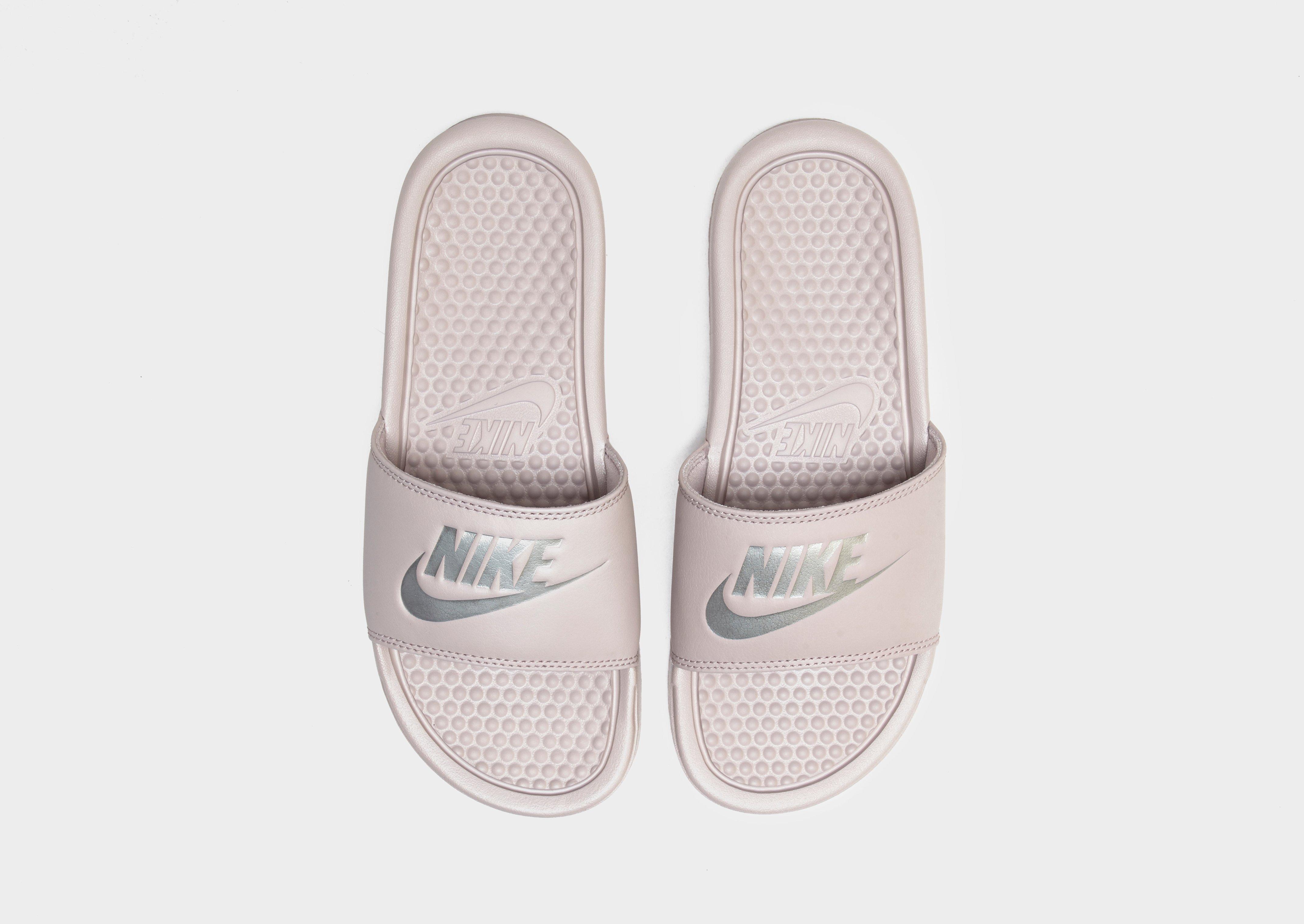 nike benassi just do it slides women's pink