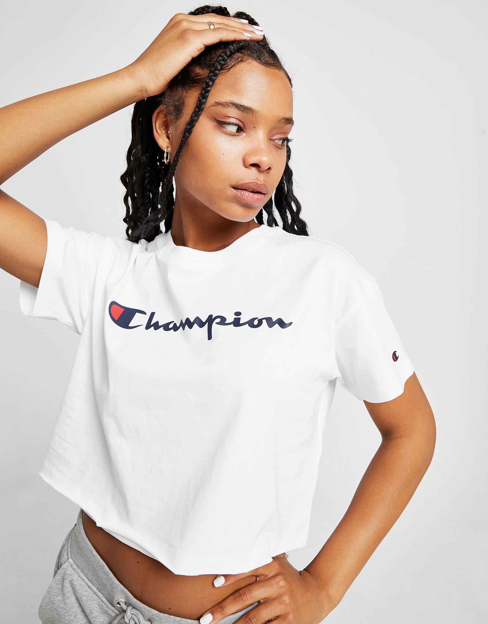 champion crop top white