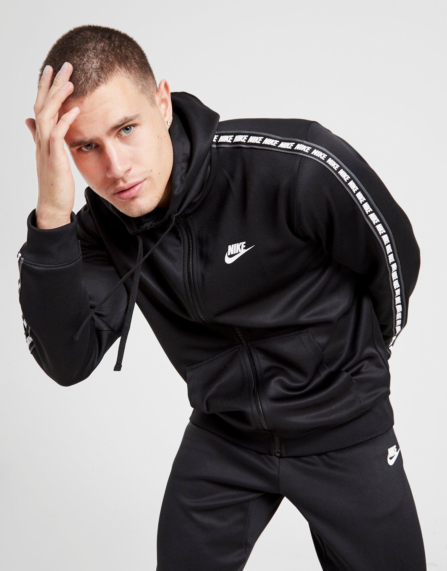 nike tape full zip hoodie black