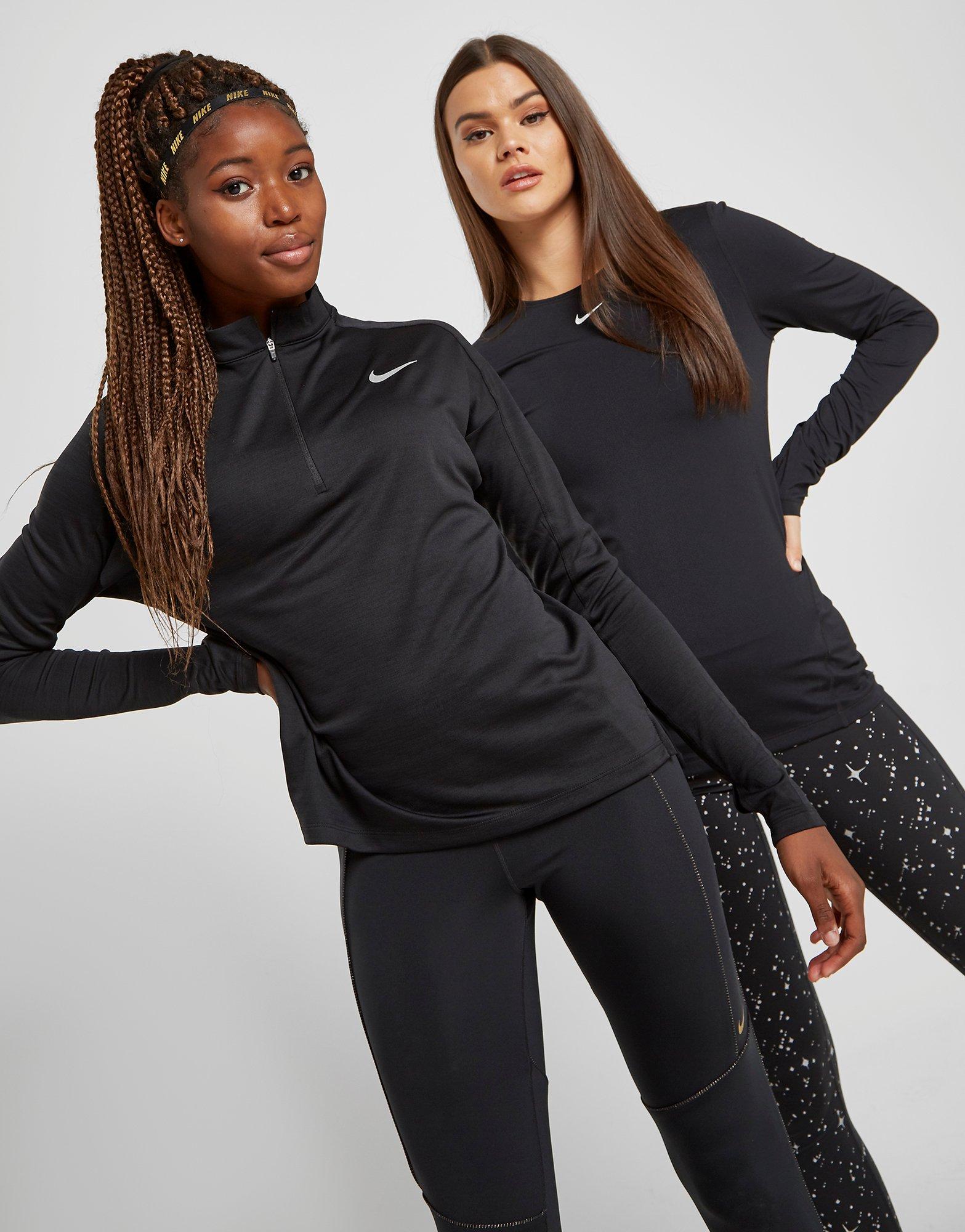 nike running half zip pacer top in black