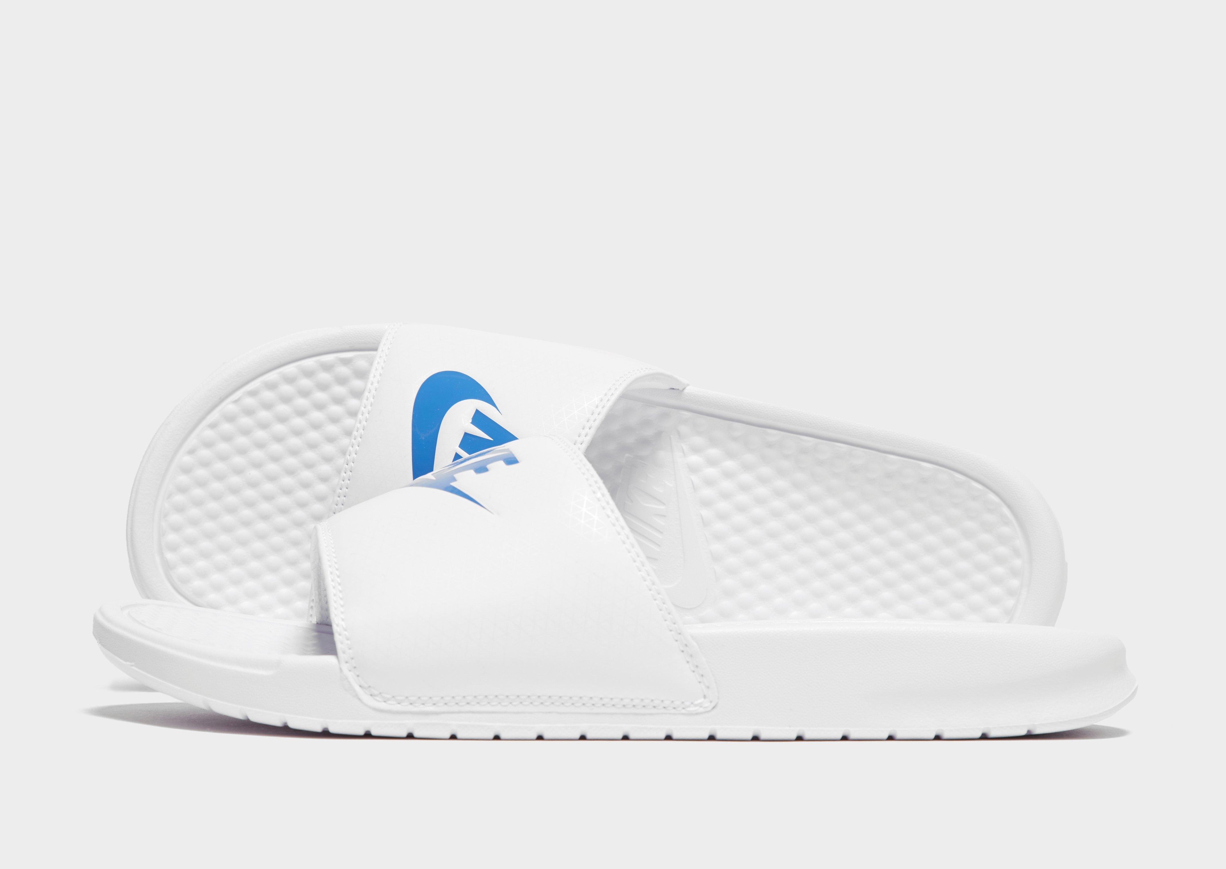 men's nike benassi slides white