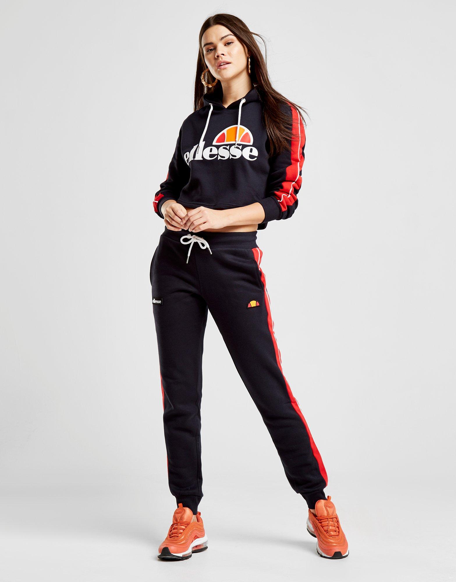 ellesse piping panel crop hoodie