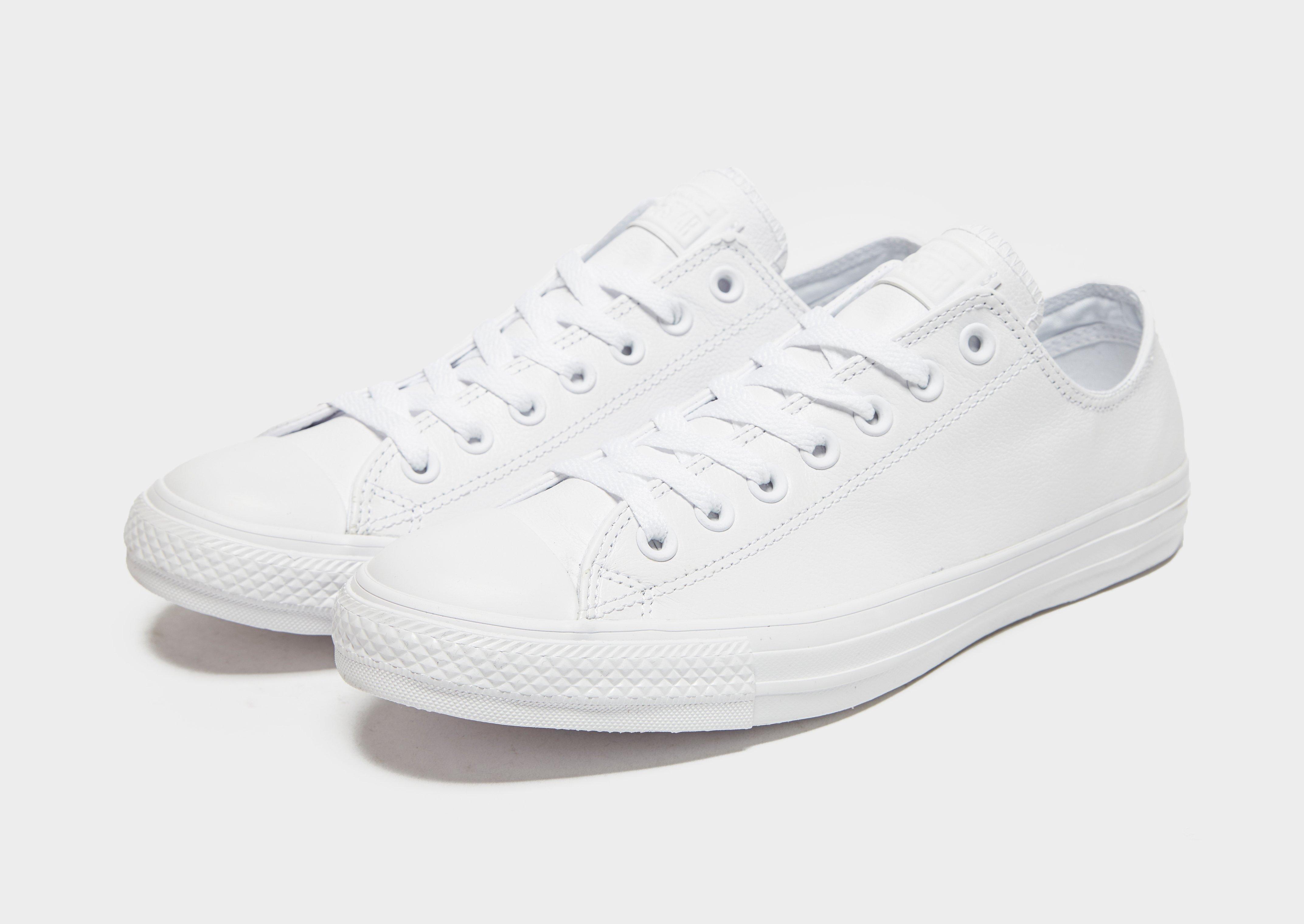 converse chuck taylor all star hi white leather monochrome trainers