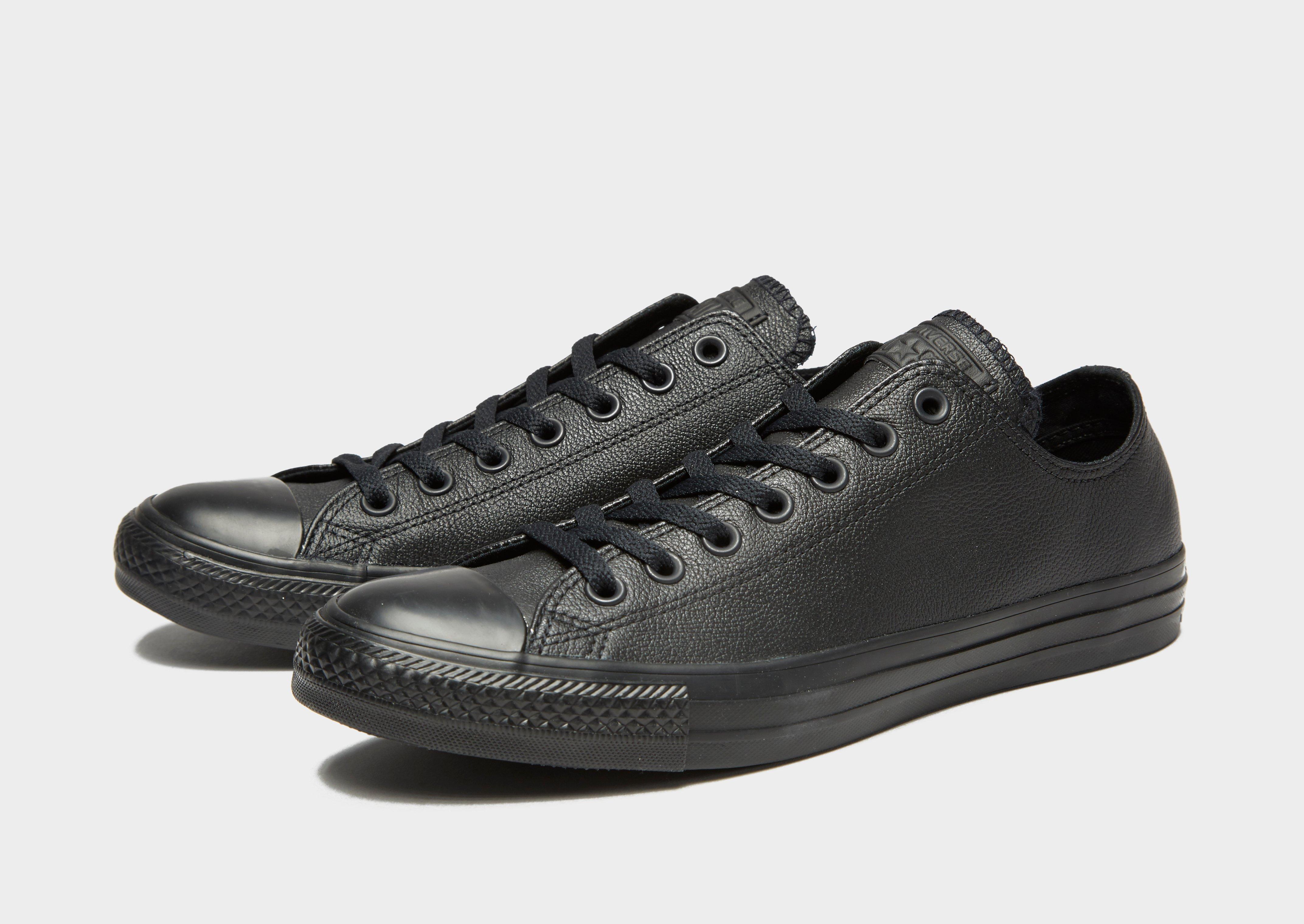 converse black all star leather mono ox trainers