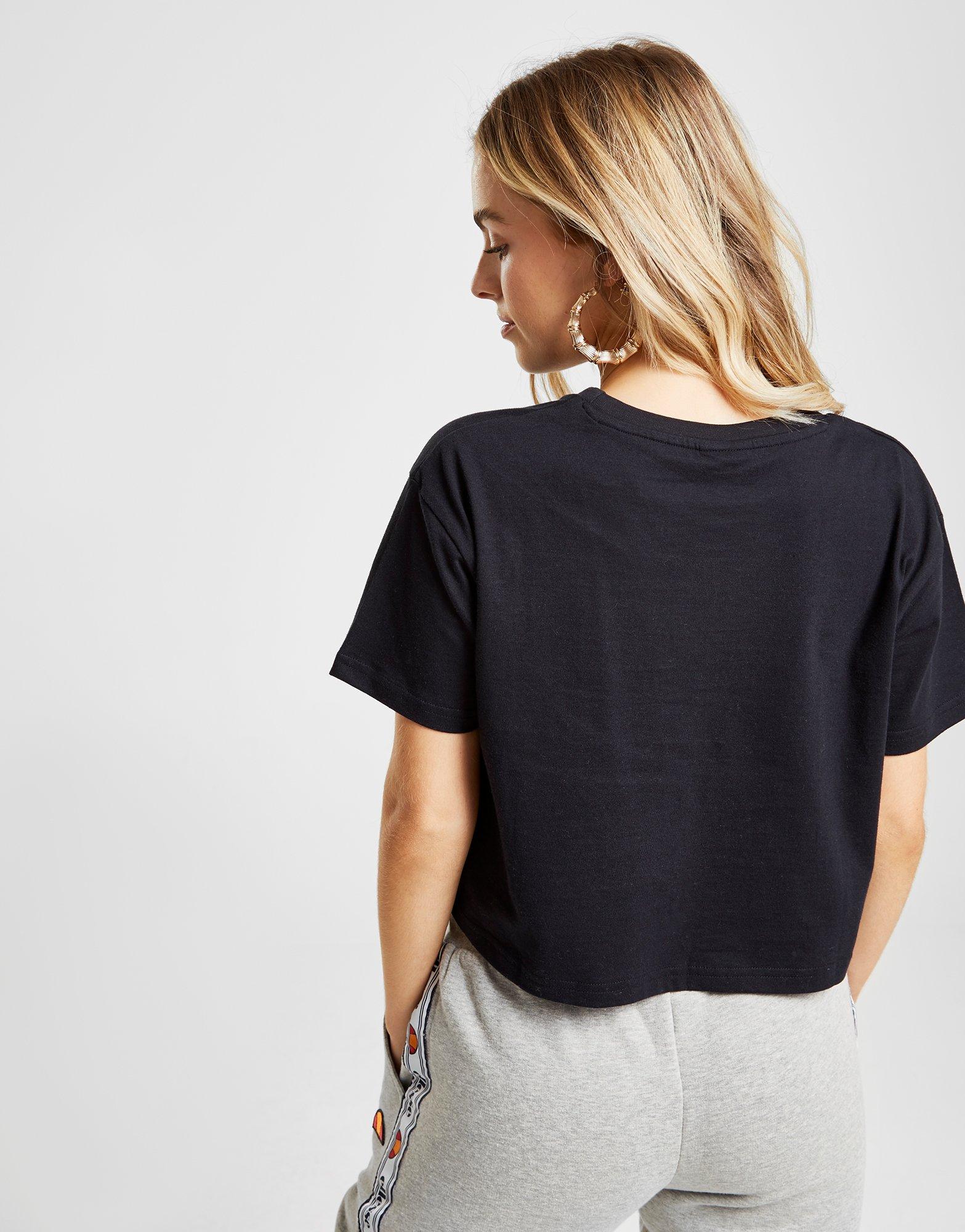 ellesse piping panel crop hoodie