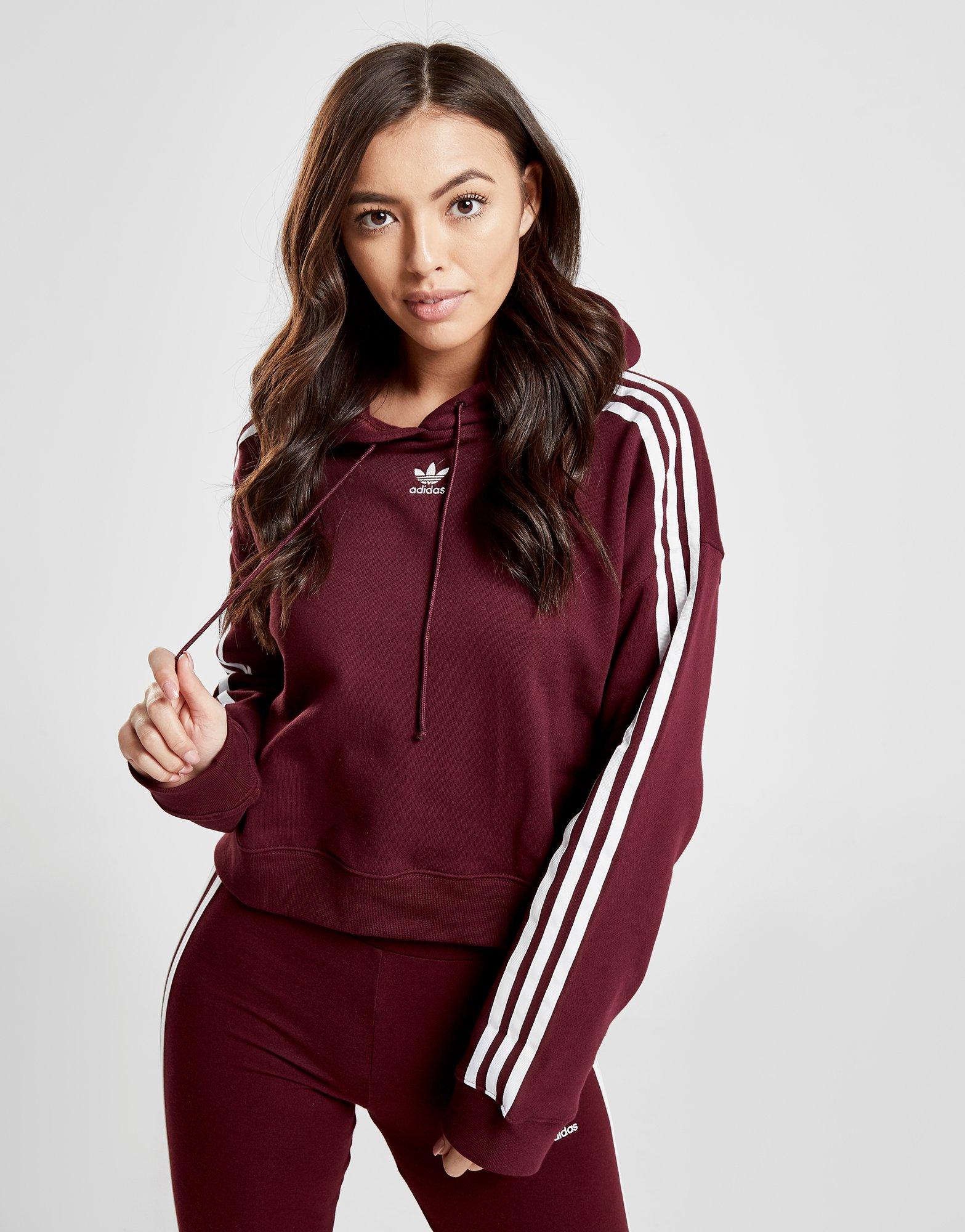 adidas originals stripe crop overhead hoodie