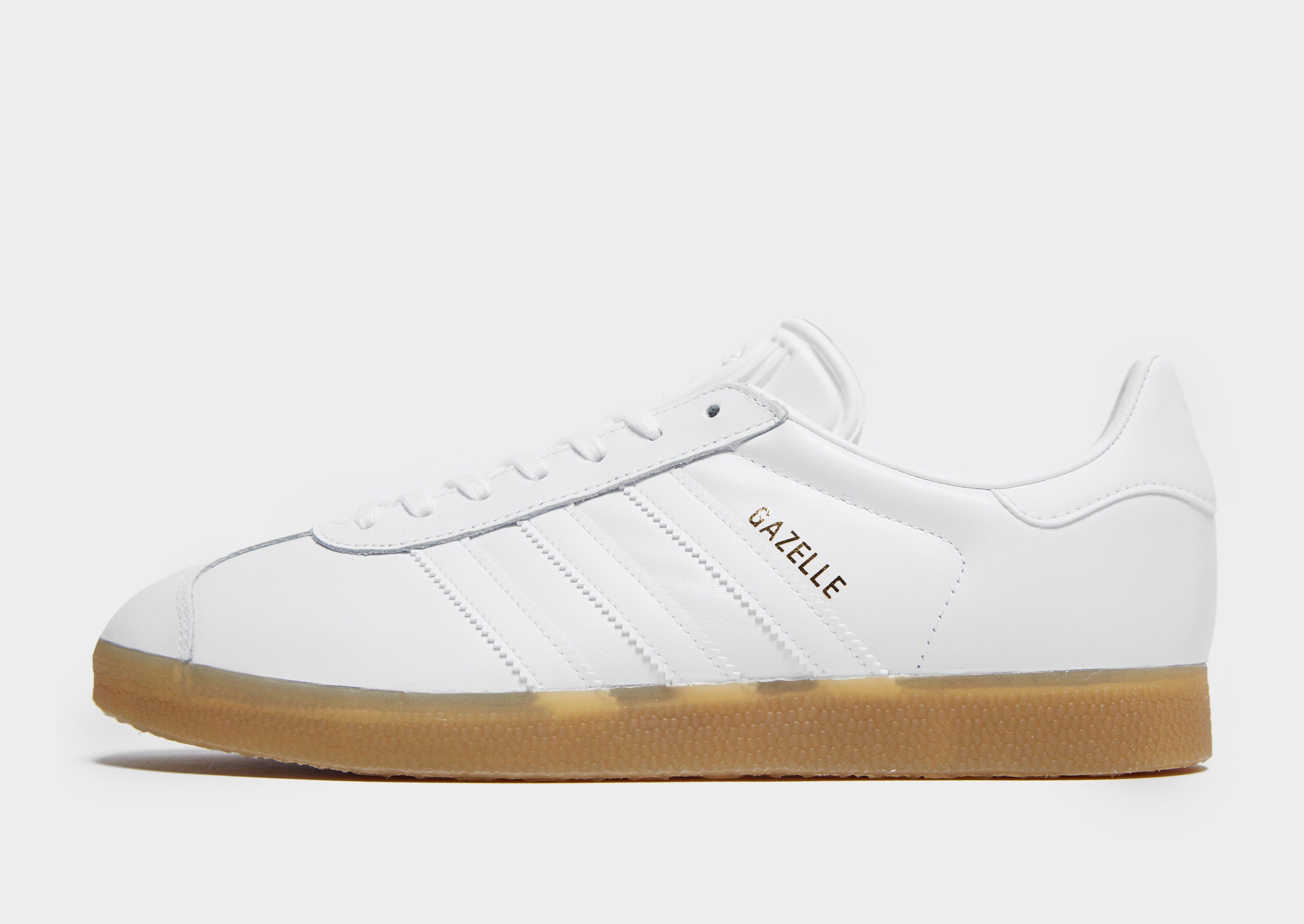 womens adidas white gazelle leather trainers