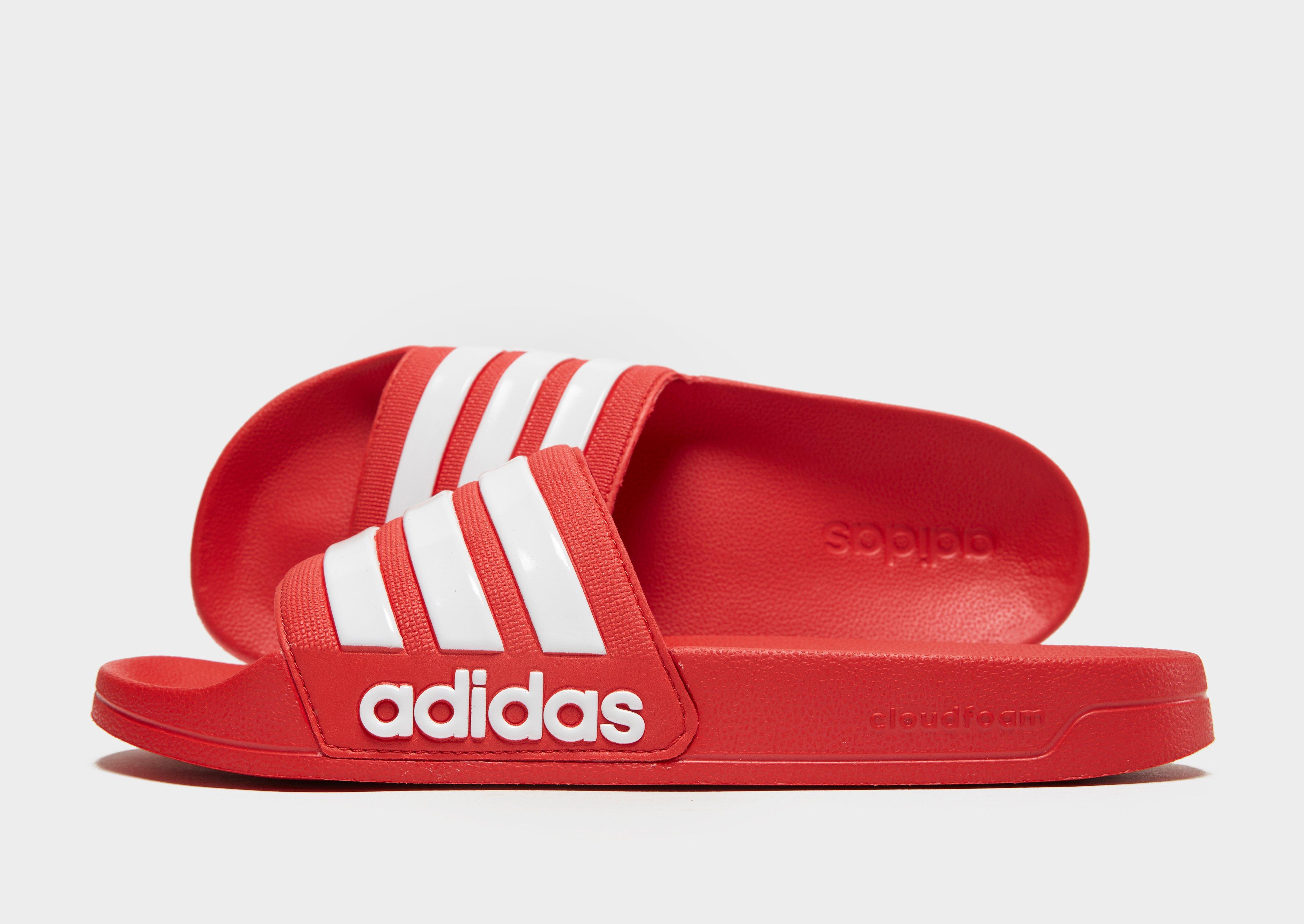 adidas adilette slides women's red