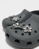 Crocs ที่ติดรองเท้า Monochrom Silver Flower Jibbitz (5 ชิ้น)