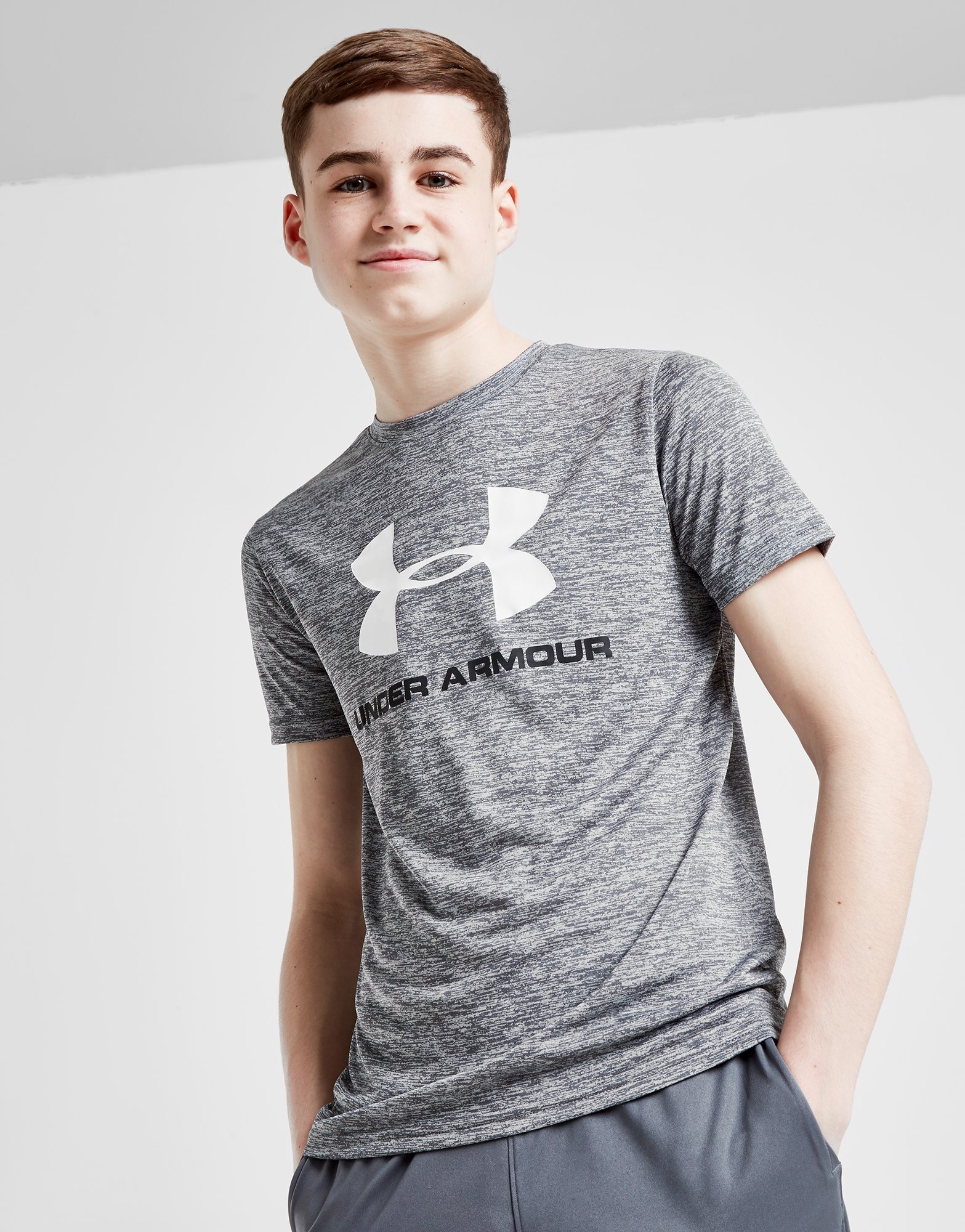 Buy Grey Under Armour Sportstyle Poly TShirt Junior JD Sports JD