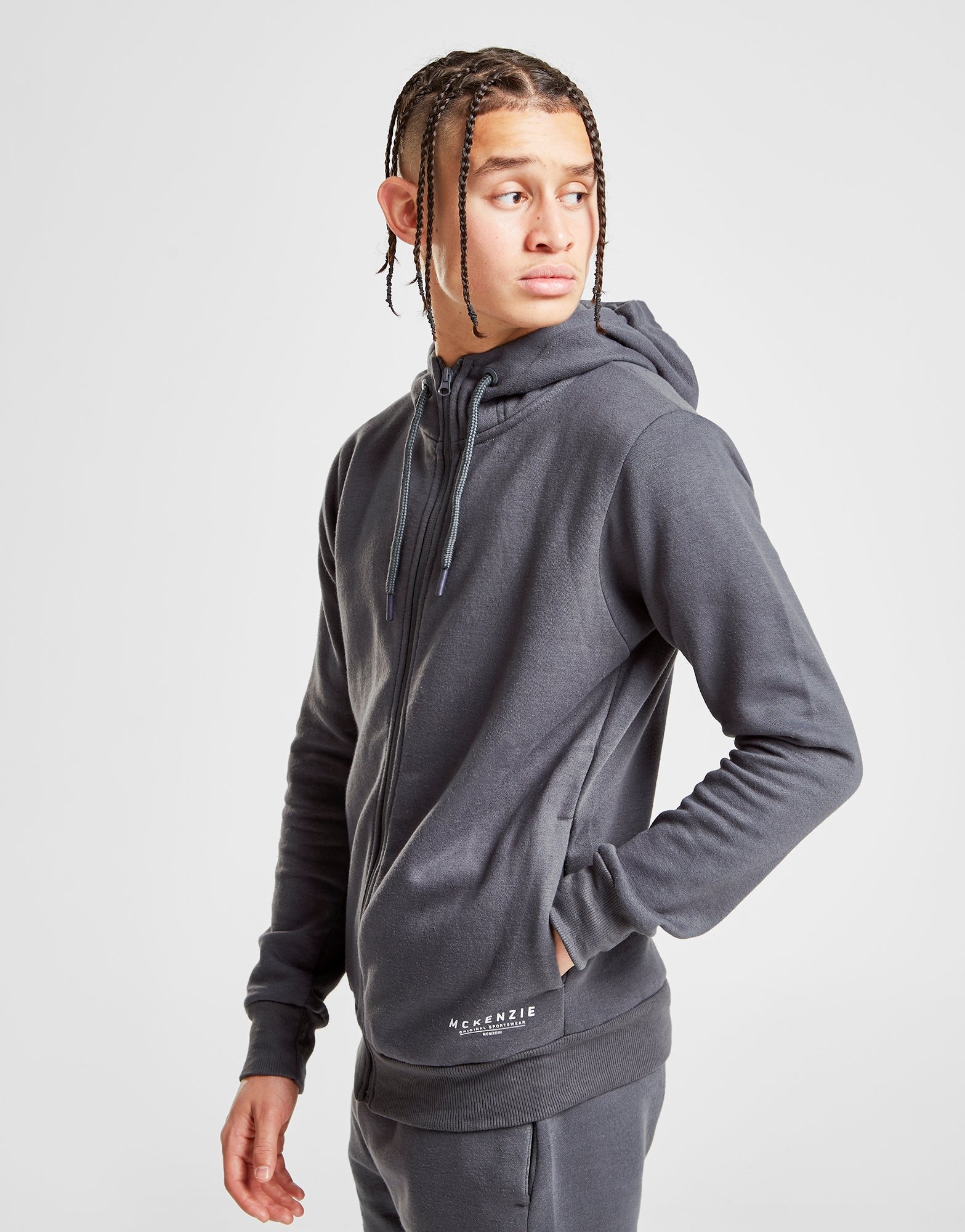 Buy Grey McKenzie Essential Zip Through Hoodie | JD Sports | JD Sports ...