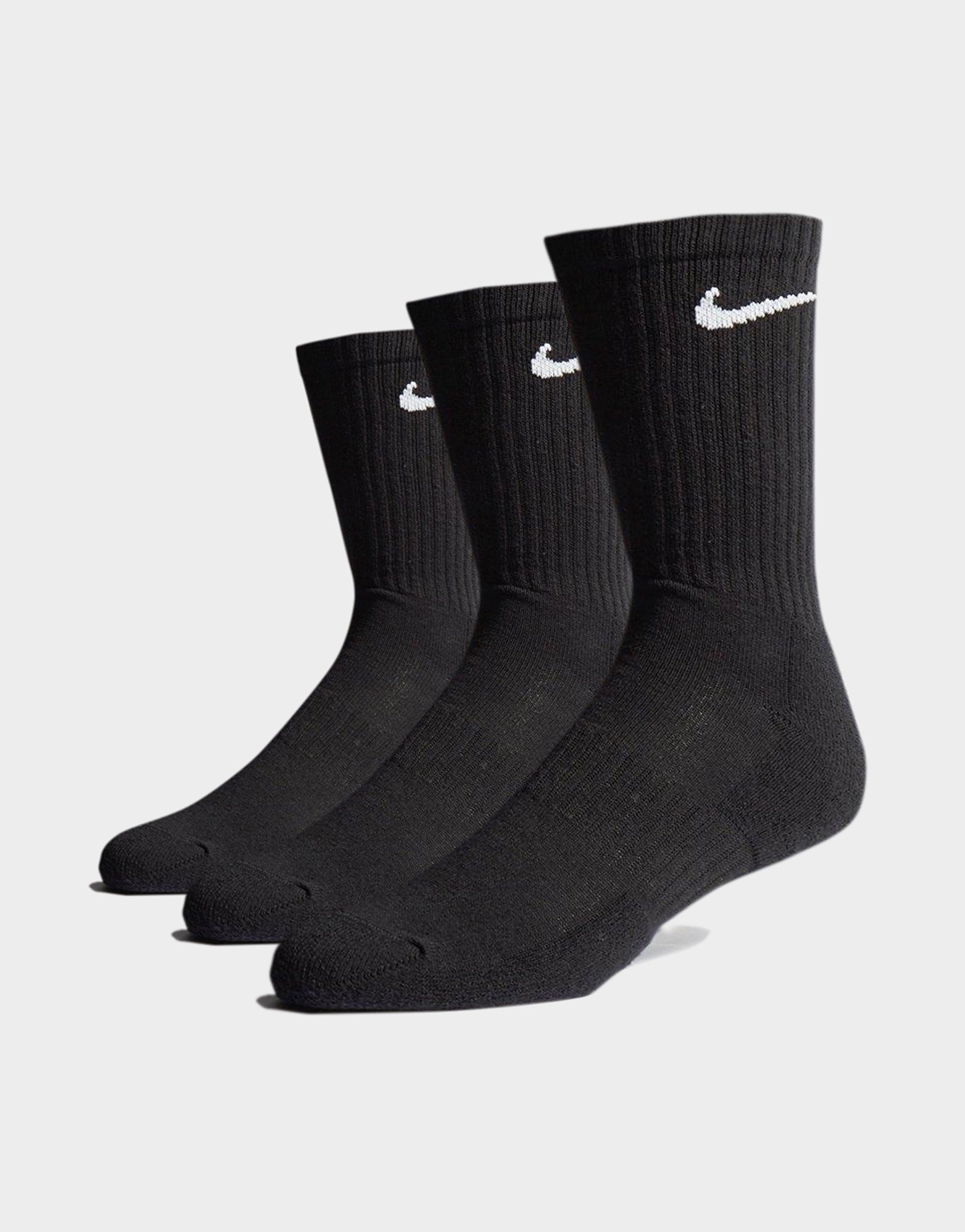Buy Black Nike 3 Pack Cushioned Crew Socks